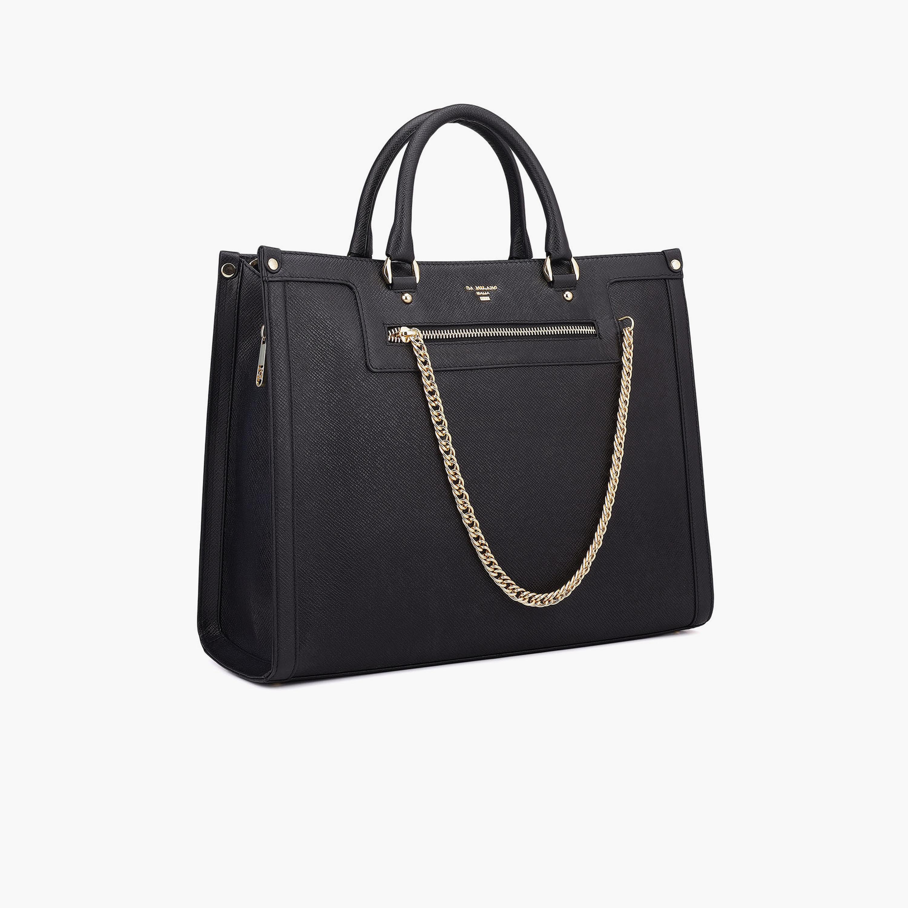 DA MILANO Textured Top Handle Women's Tote Bag Zipper Adjustable Strap | L36 X W11 X H29 CM-women-bagsandwallets-handbags-image-7