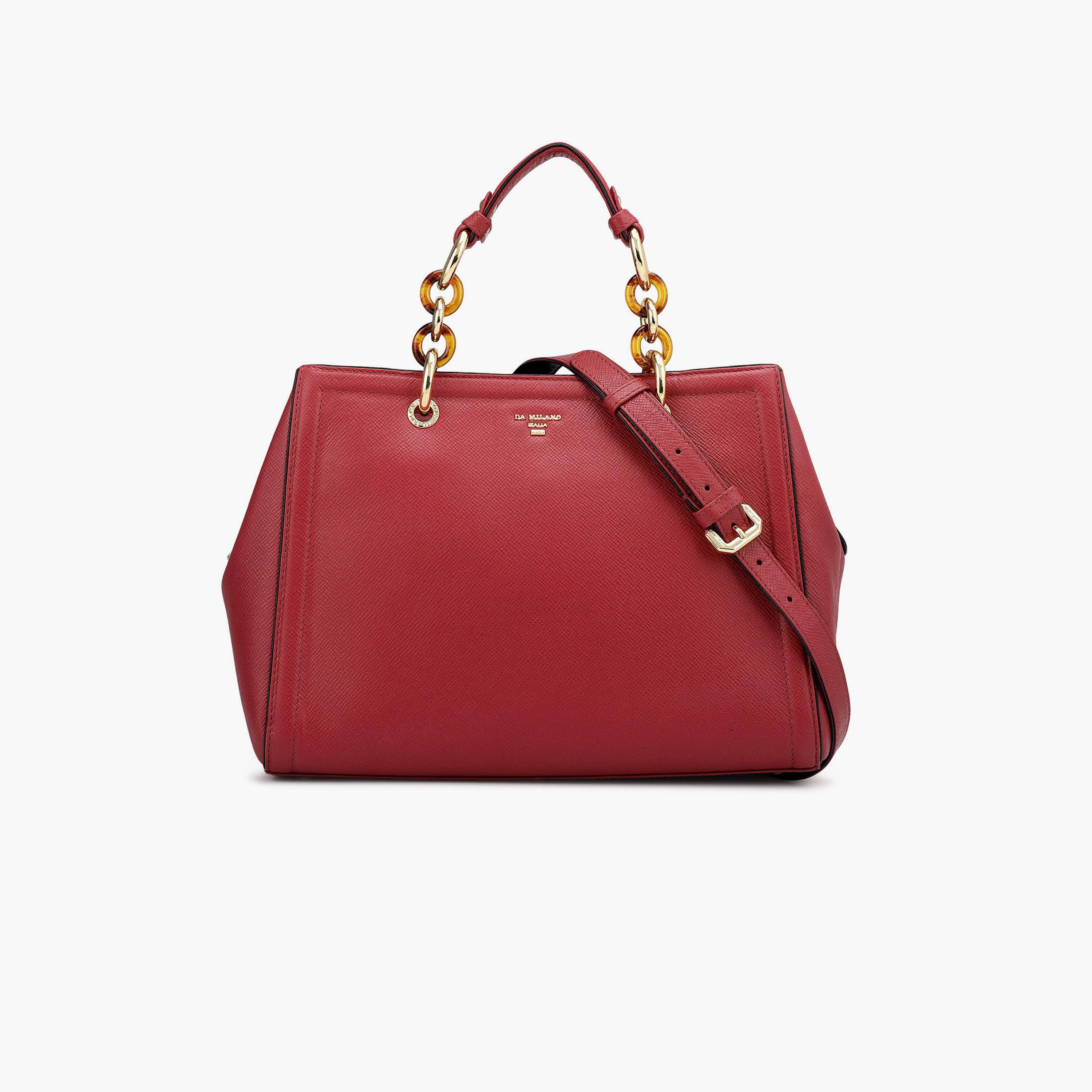 DA MILANO Textured Top Handle Women's Satchel Bag Zipper Adjustable Strap | L31 X W13 X H24 CM-women-bagsandwallets-handbags-image-1