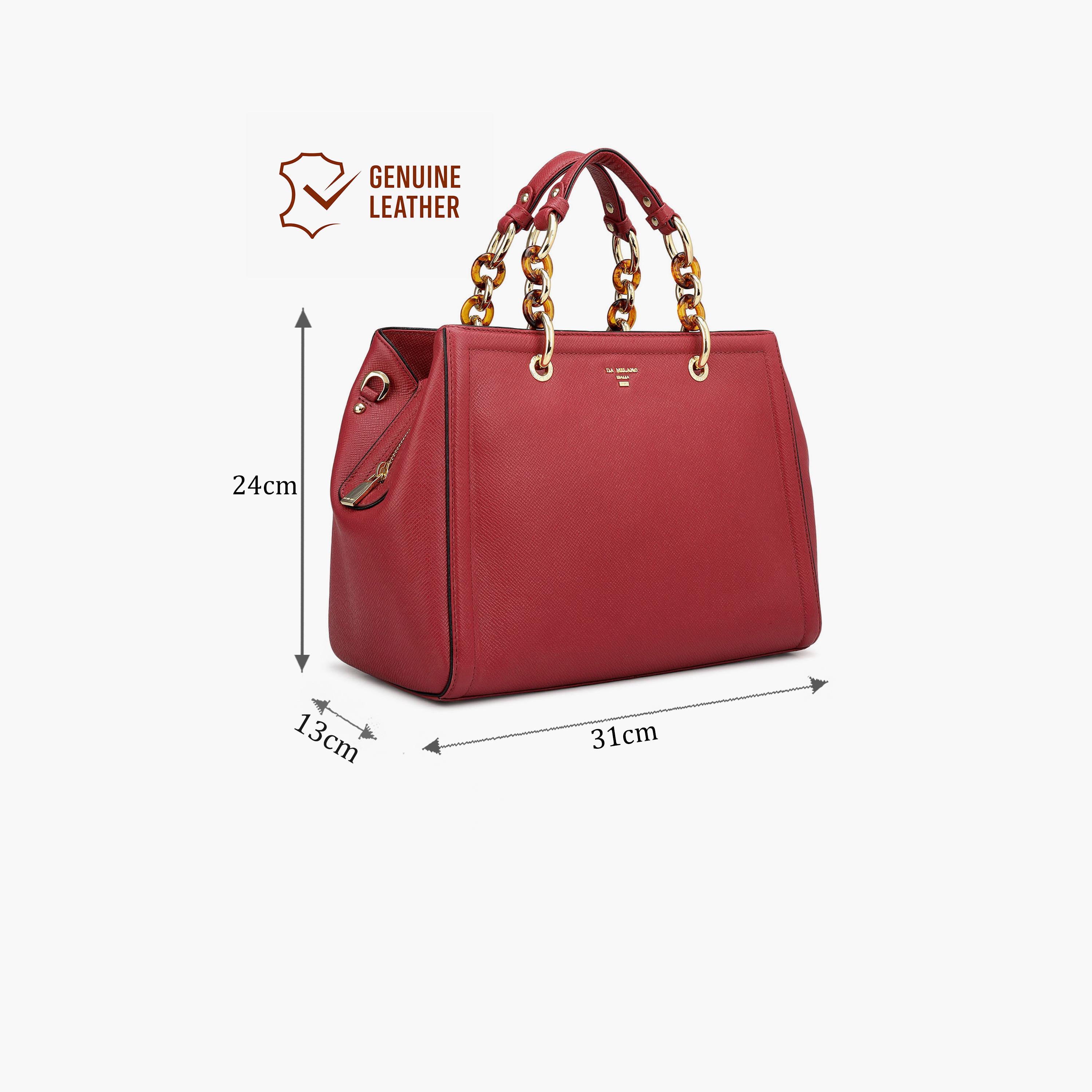 DA MILANO Textured Top Handle Women's Satchel Bag Zipper Adjustable Strap | L31 X W13 X H24 CM-women-bagsandwallets-handbags-image-2
