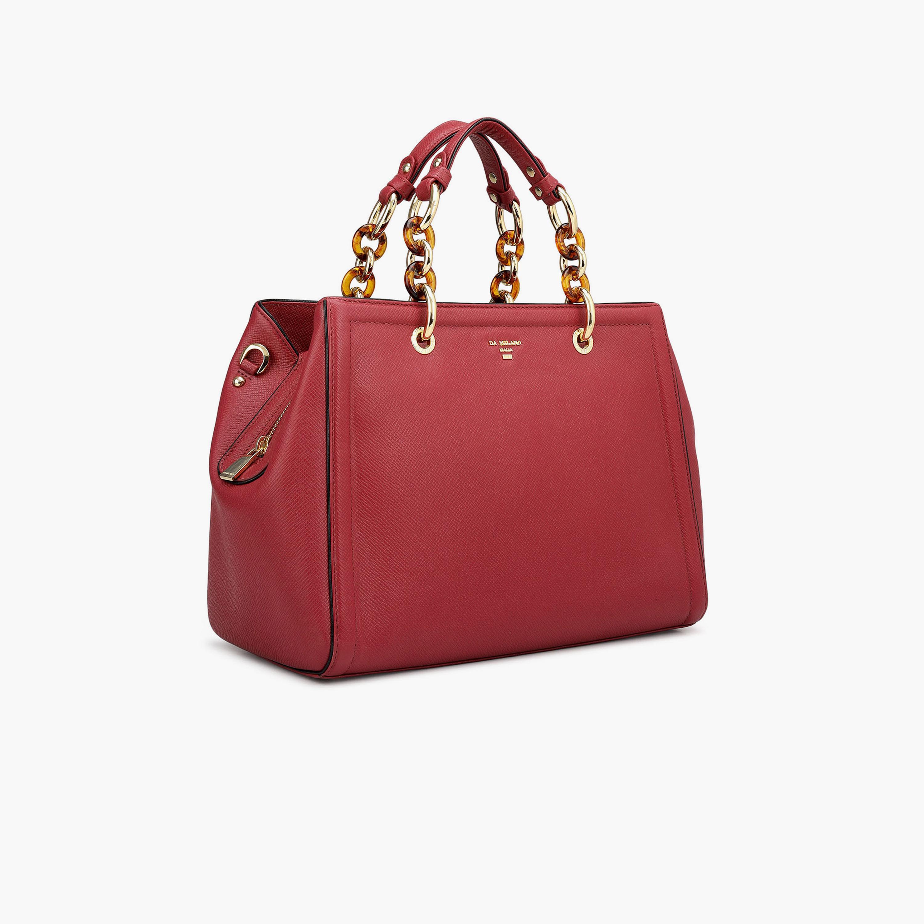 DA MILANO Textured Top Handle Women's Satchel Bag Zipper Adjustable Strap | L31 X W13 X H24 CM-women-bagsandwallets-handbags-image-7