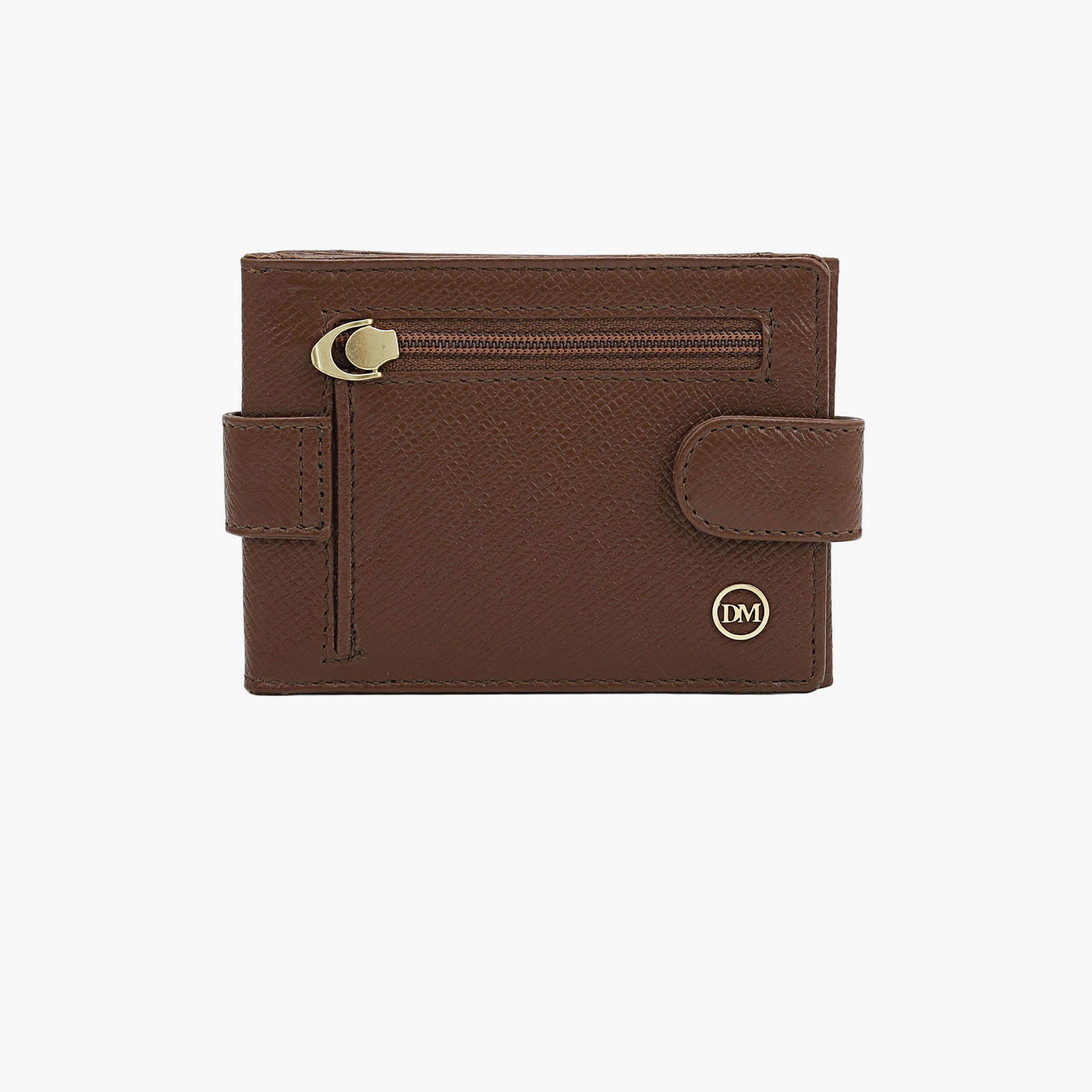 DA MILANO Textured Unisex Wallet Zipper | L11.5 X W1 X H8 CM-men-beltsandwallets-wallets-image-1
