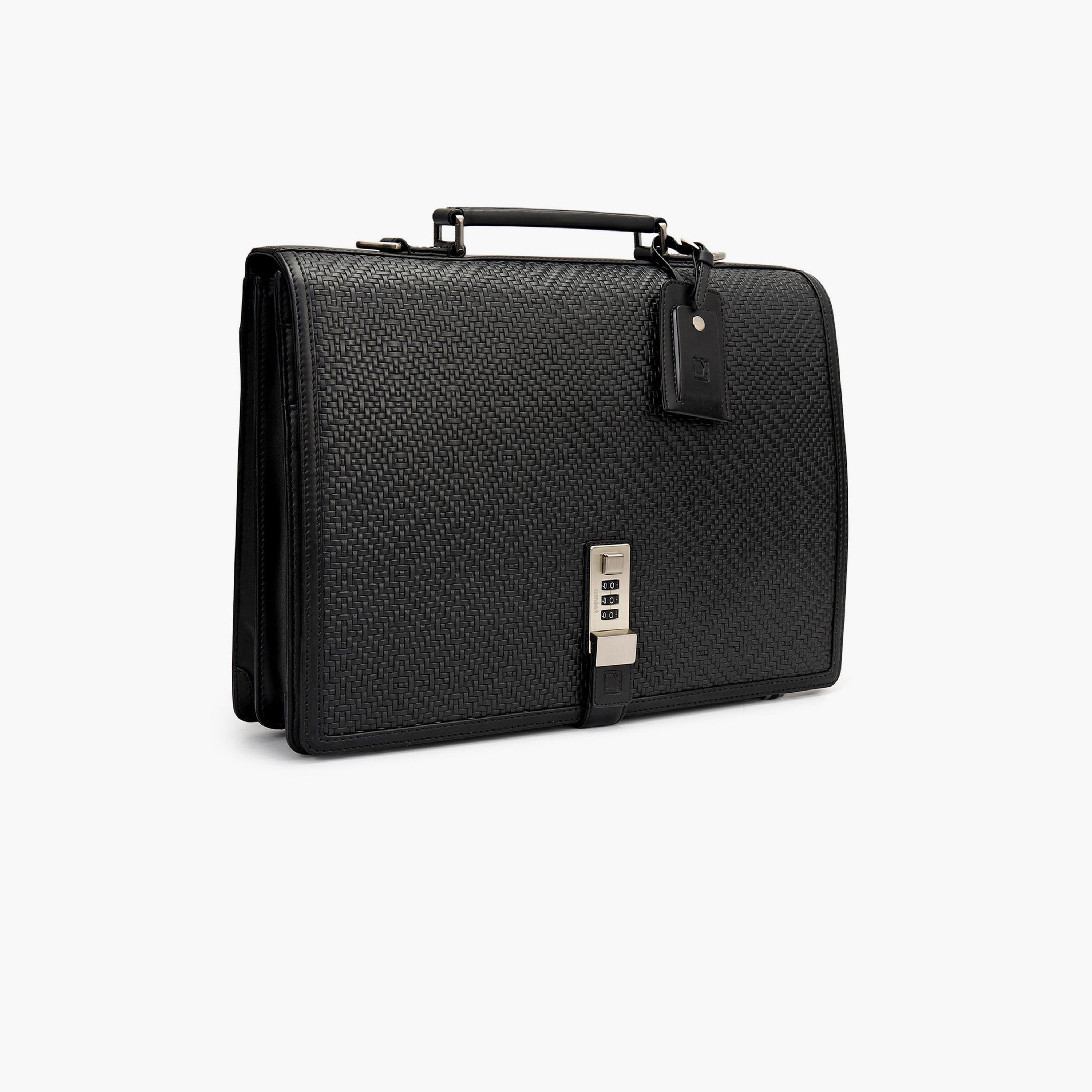 DA MILANO Textured Top Handle Unisex Laptop Bag Flap Detachable Strap | L38 X W9.5 X H29 CM-women-bagsandwallets-handbags-image-8