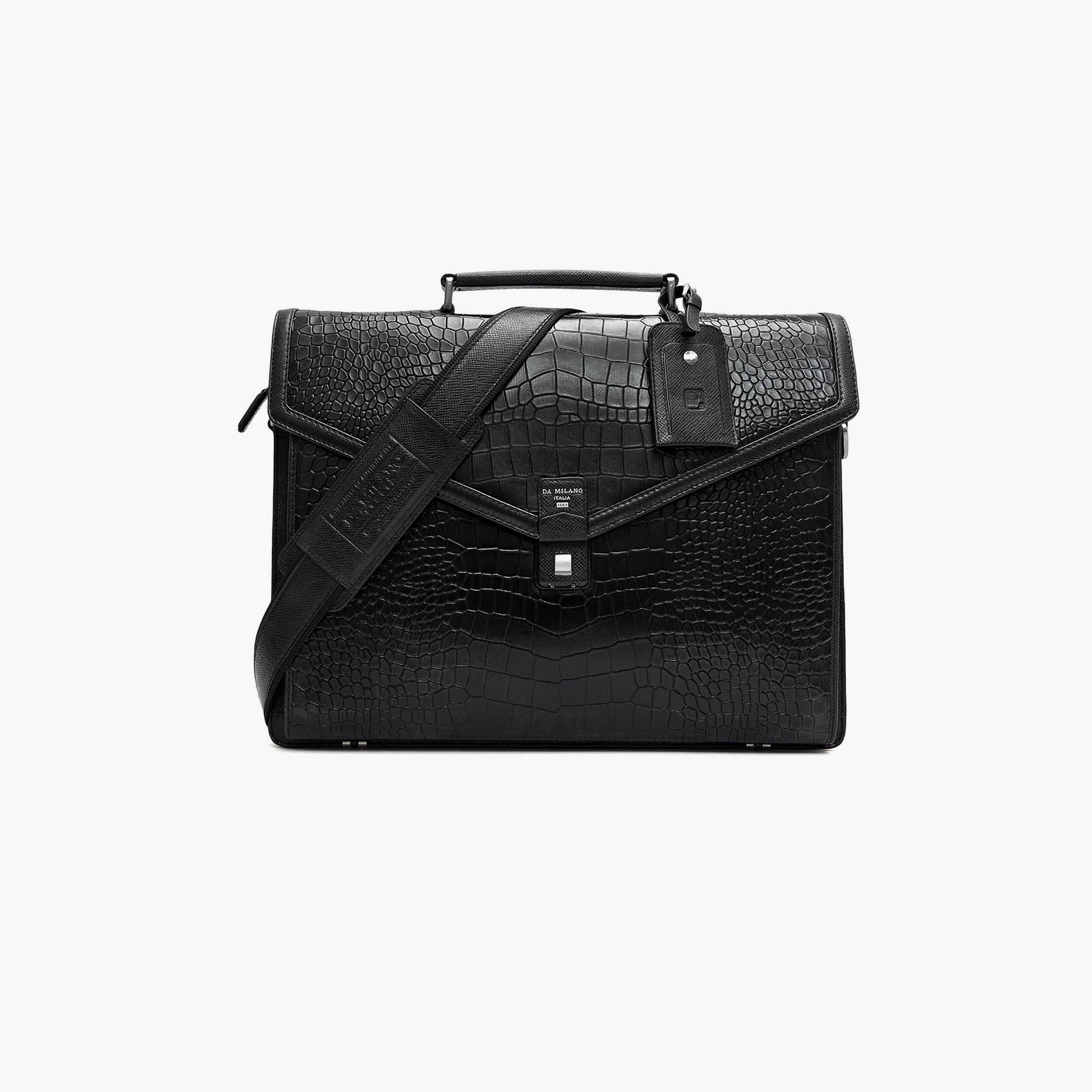 DA MILANO Textured Unisex Laptop Bag Flap | L39 X W12 X H30 CM-women-bagsandwallets-handbags-image-1