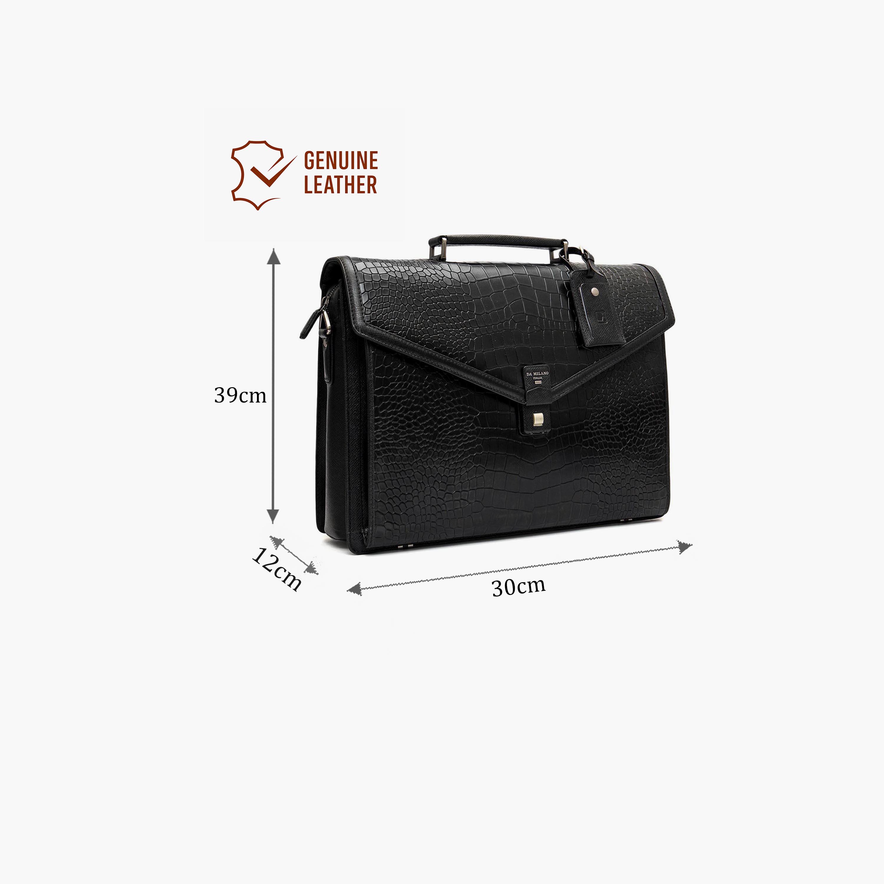 DA MILANO Textured Unisex Laptop Bag Flap | L39 X W12 X H30 CM-women-bagsandwallets-handbags-image-2