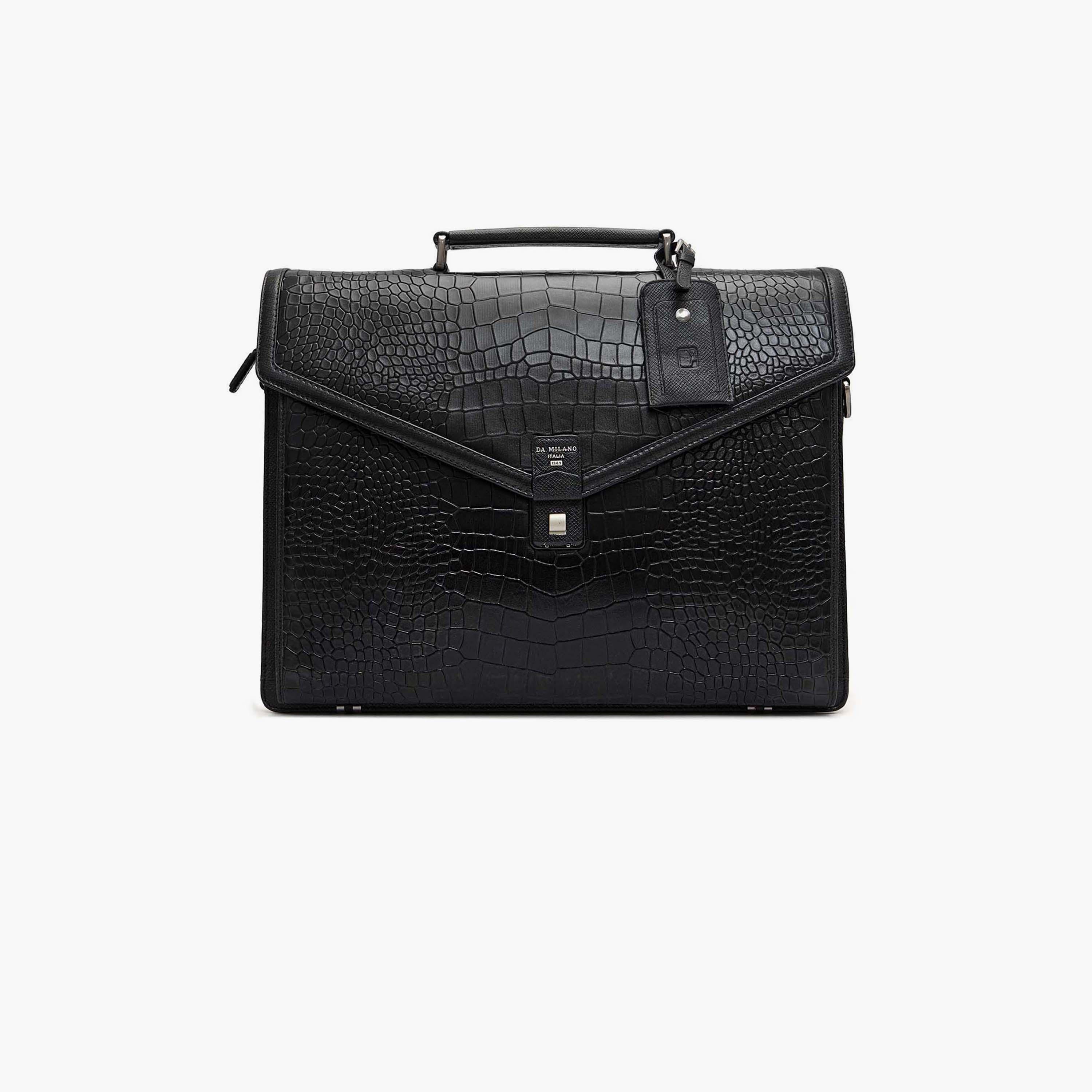 DA MILANO Textured Unisex Laptop Bag Flap | L39 X W12 X H30 CM-women-bagsandwallets-handbags-image-8