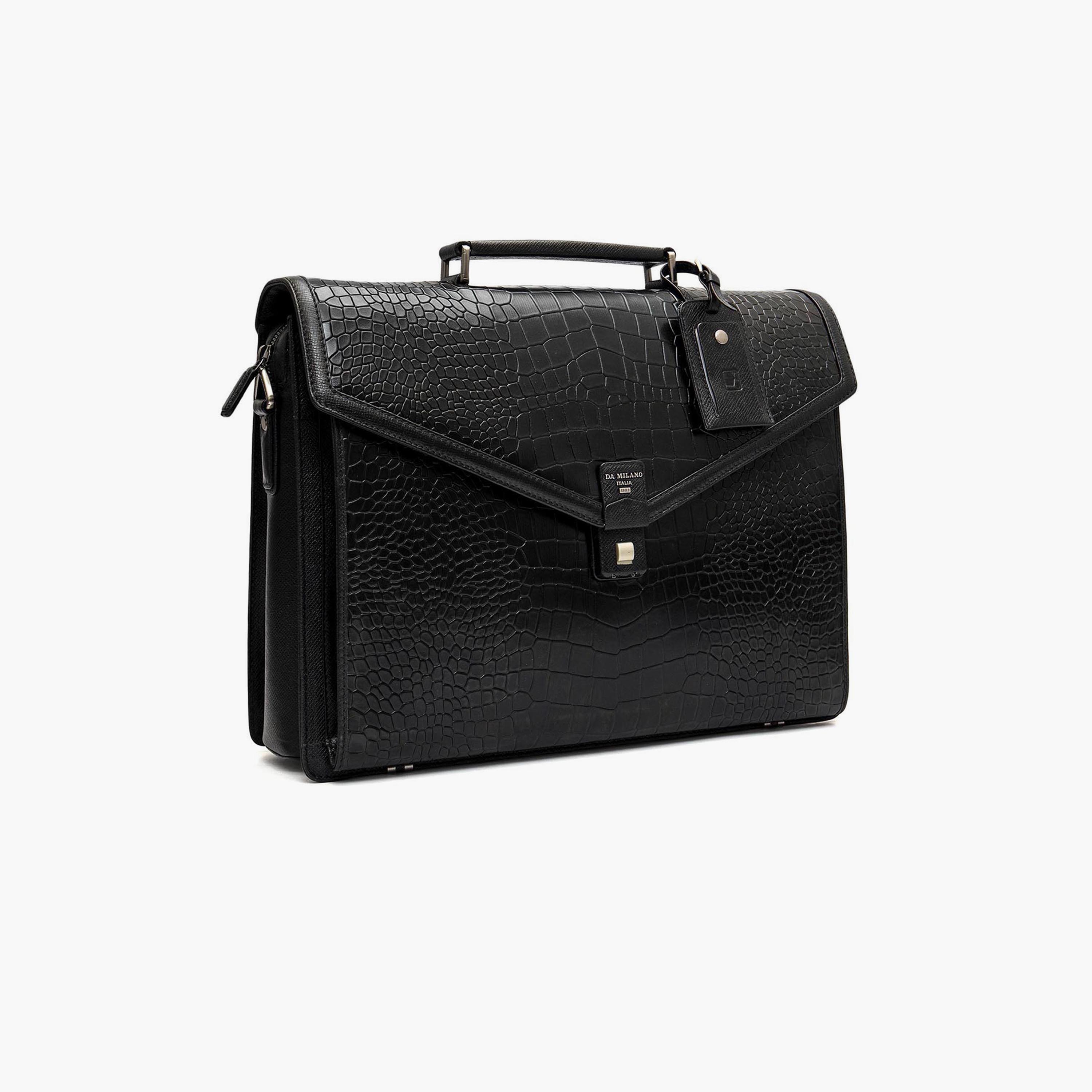 DA MILANO Textured Unisex Laptop Bag Flap | L39 X W12 X H30 CM-women-bagsandwallets-handbags-image-9
