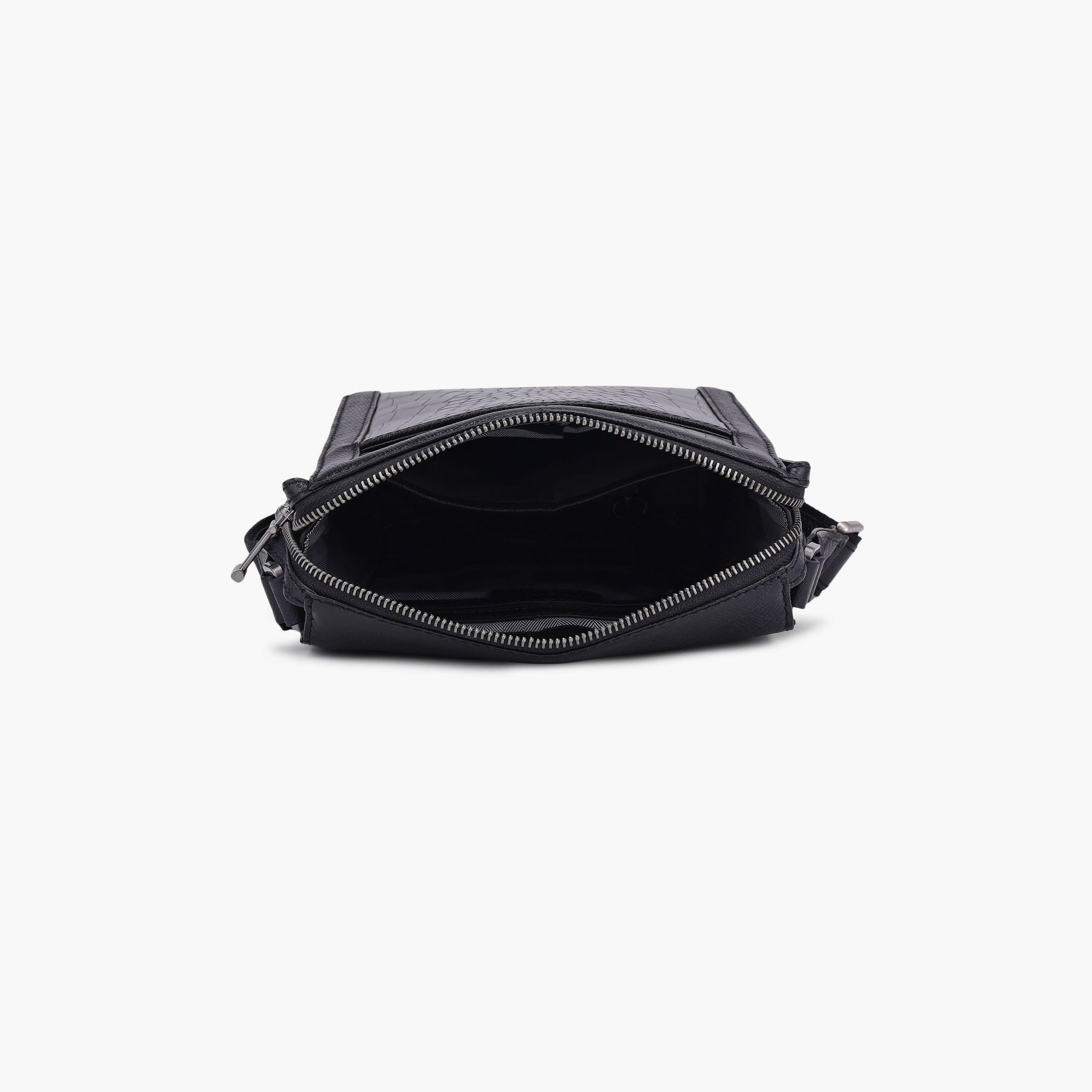 DA MILANO Textured Men's Sling Bag Zipper Adjustable Strap | L18.5 X W4.5 X H24 CM-men-bags-image-6