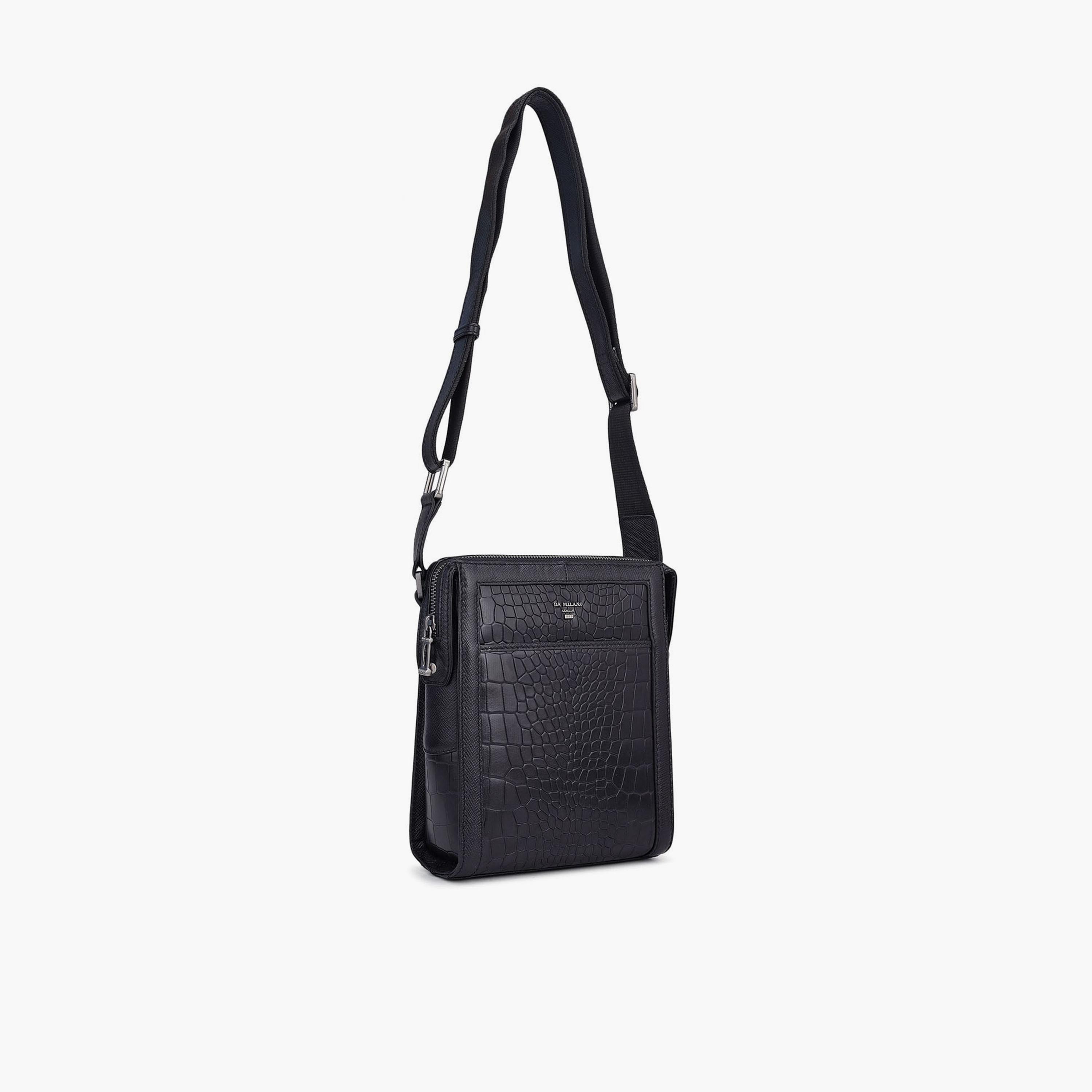 DA MILANO Textured Men's Sling Bag Zipper Adjustable Strap | L18.5 X W4.5 X H24 CM-men-bags-image-7