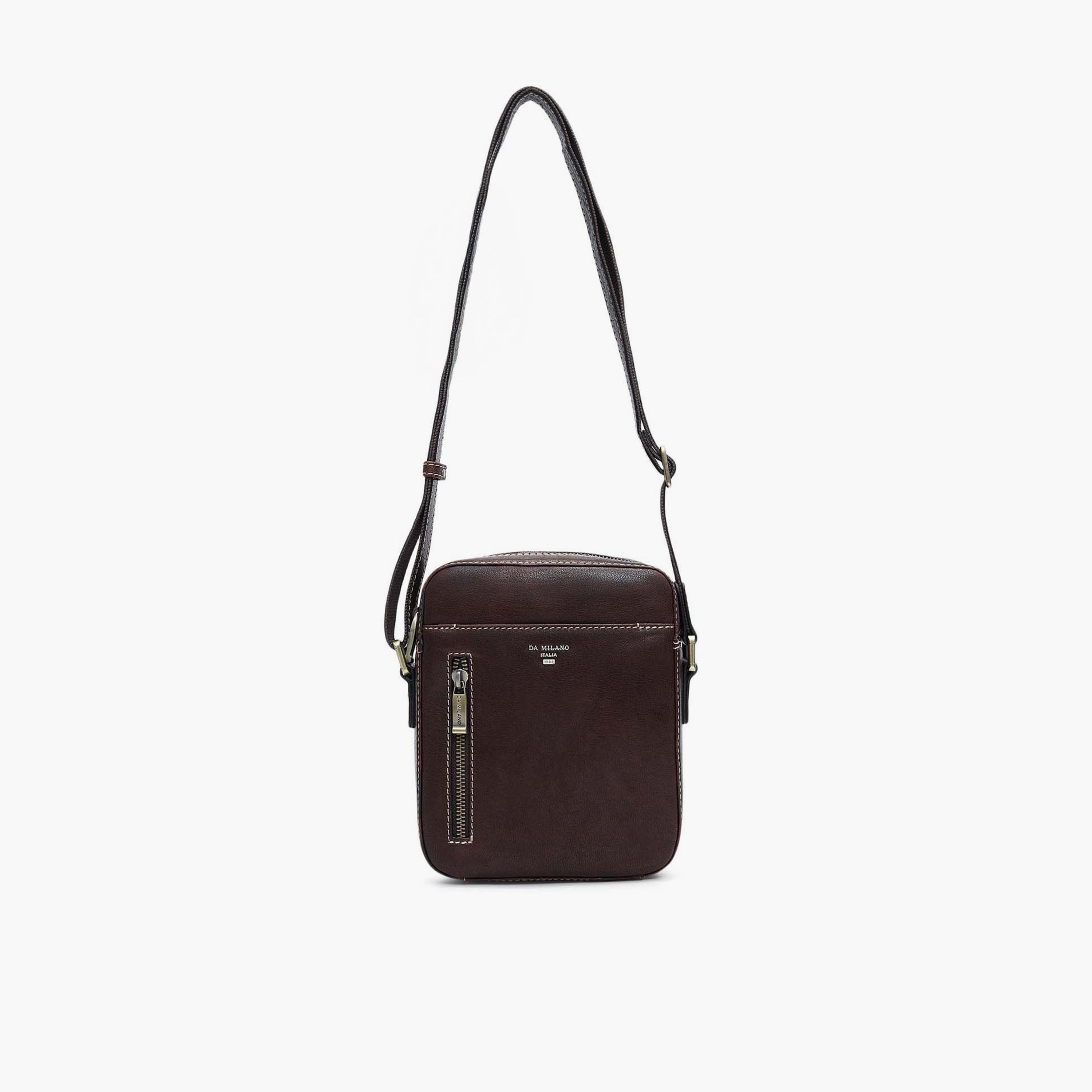 DA MILANO Textured Men's Sling Bag Zipper Adjustable Strap | L17 X W6 X H21 CM-men-bags-image-1