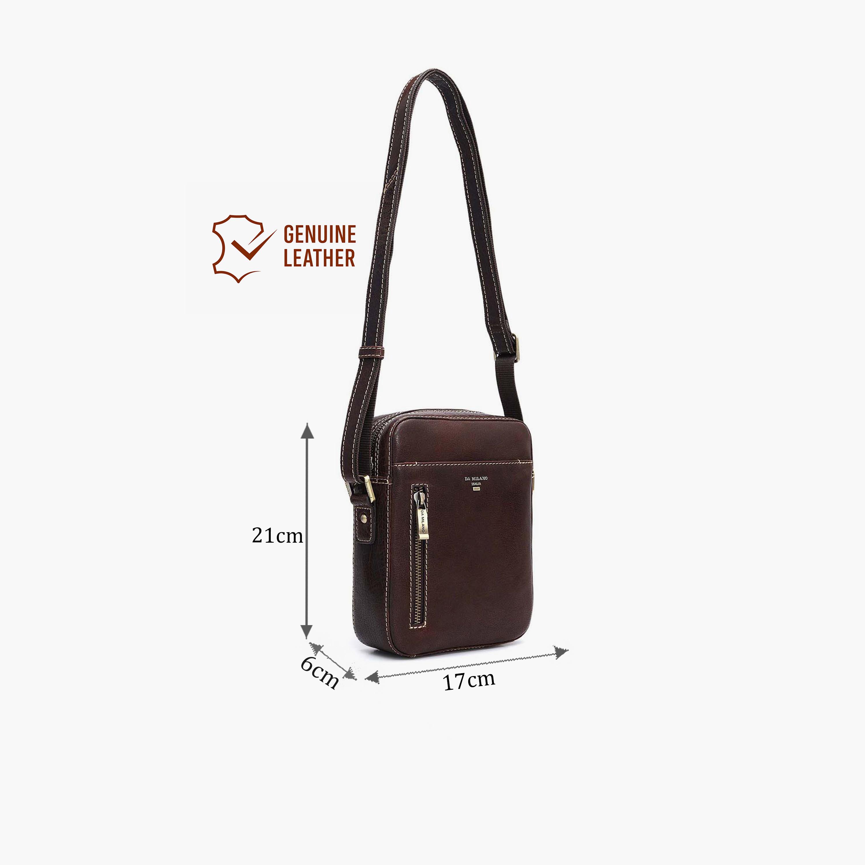 DA MILANO Textured Men's Sling Bag Zipper Adjustable Strap | L17 X W6 X H21 CM-men-bags-image-2