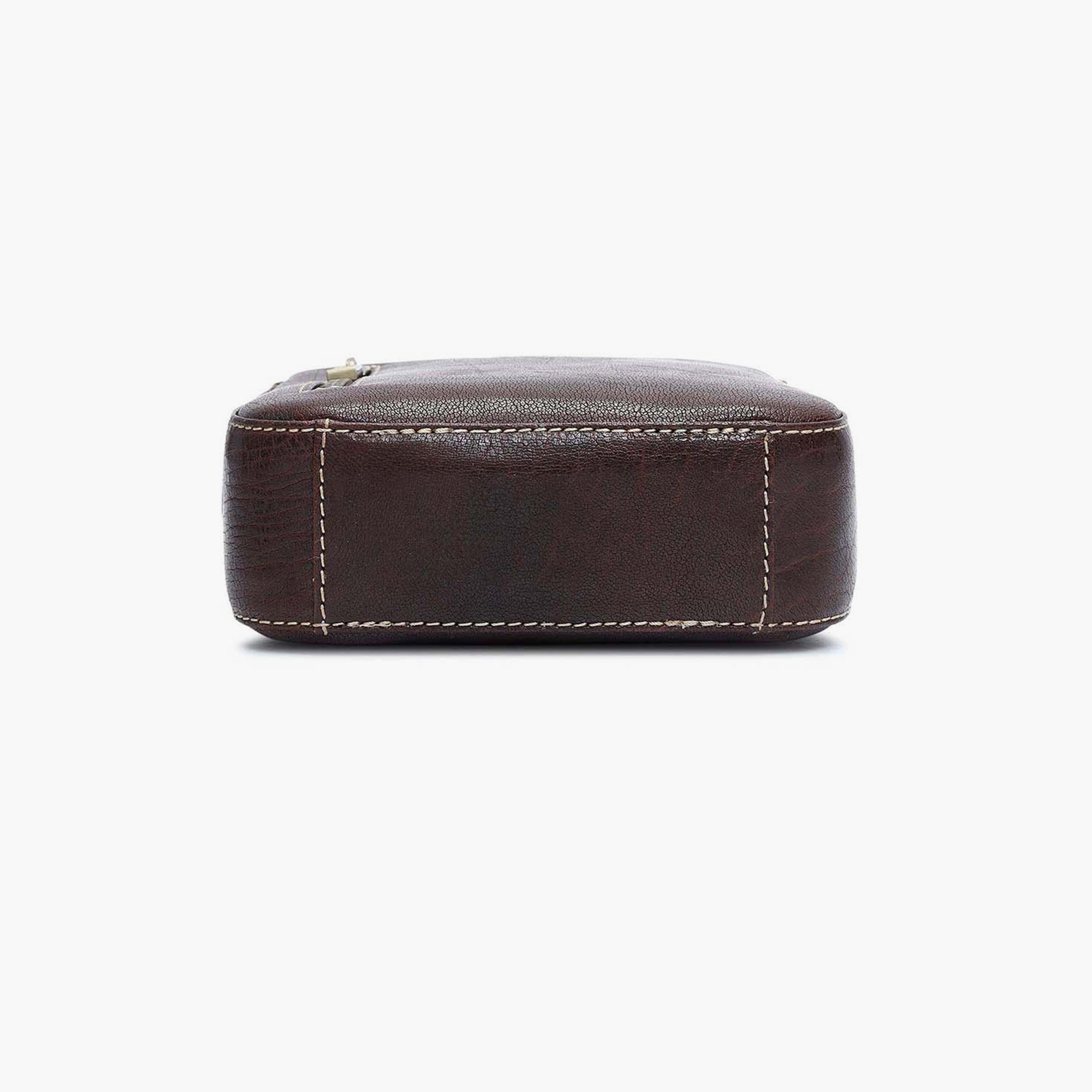 DA MILANO Textured Men's Sling Bag Zipper Adjustable Strap | L17 X W6 X H21 CM-men-bags-image-5