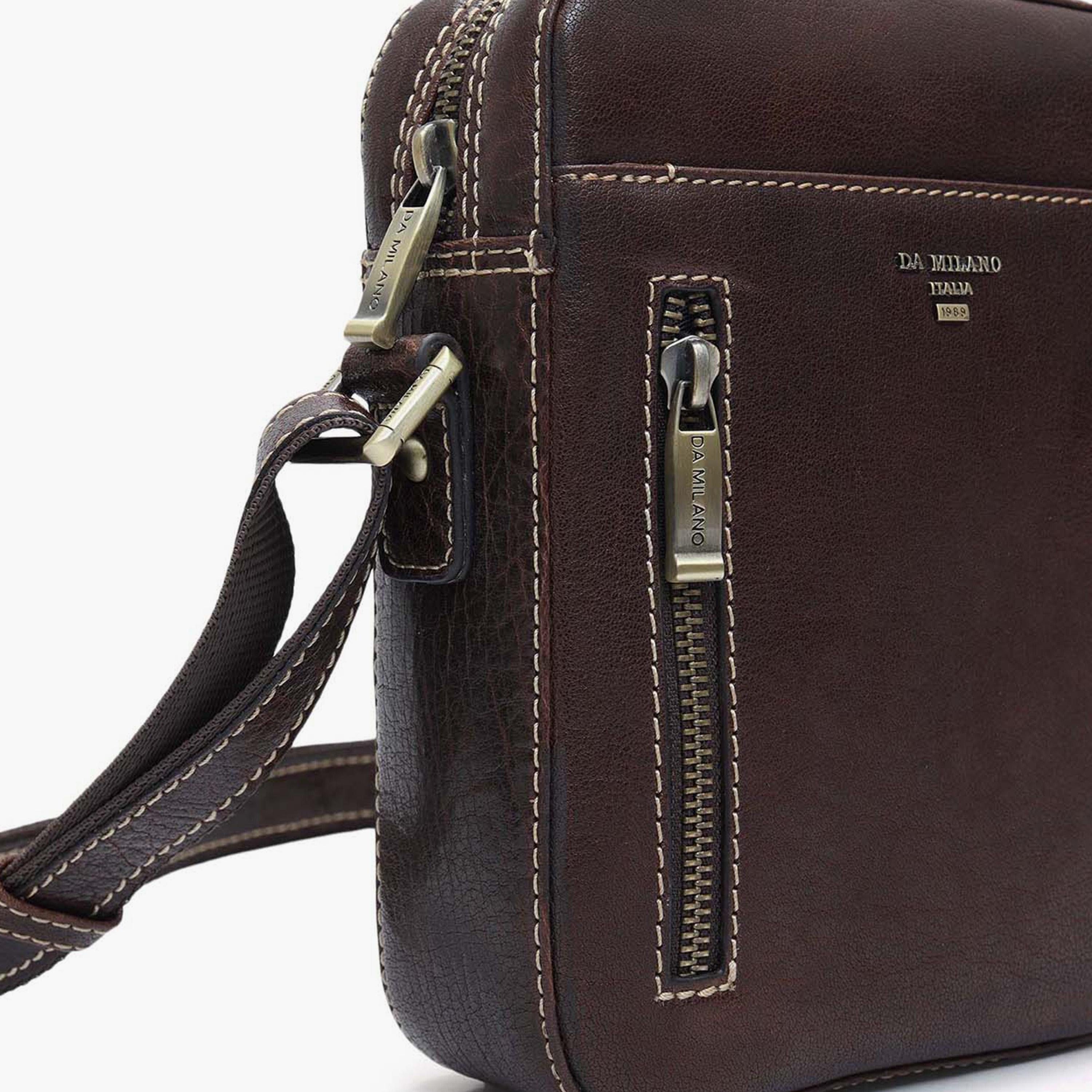 DA MILANO Textured Men's Sling Bag Zipper Adjustable Strap | L17 X W6 X H21 CM-men-bags-image-7
