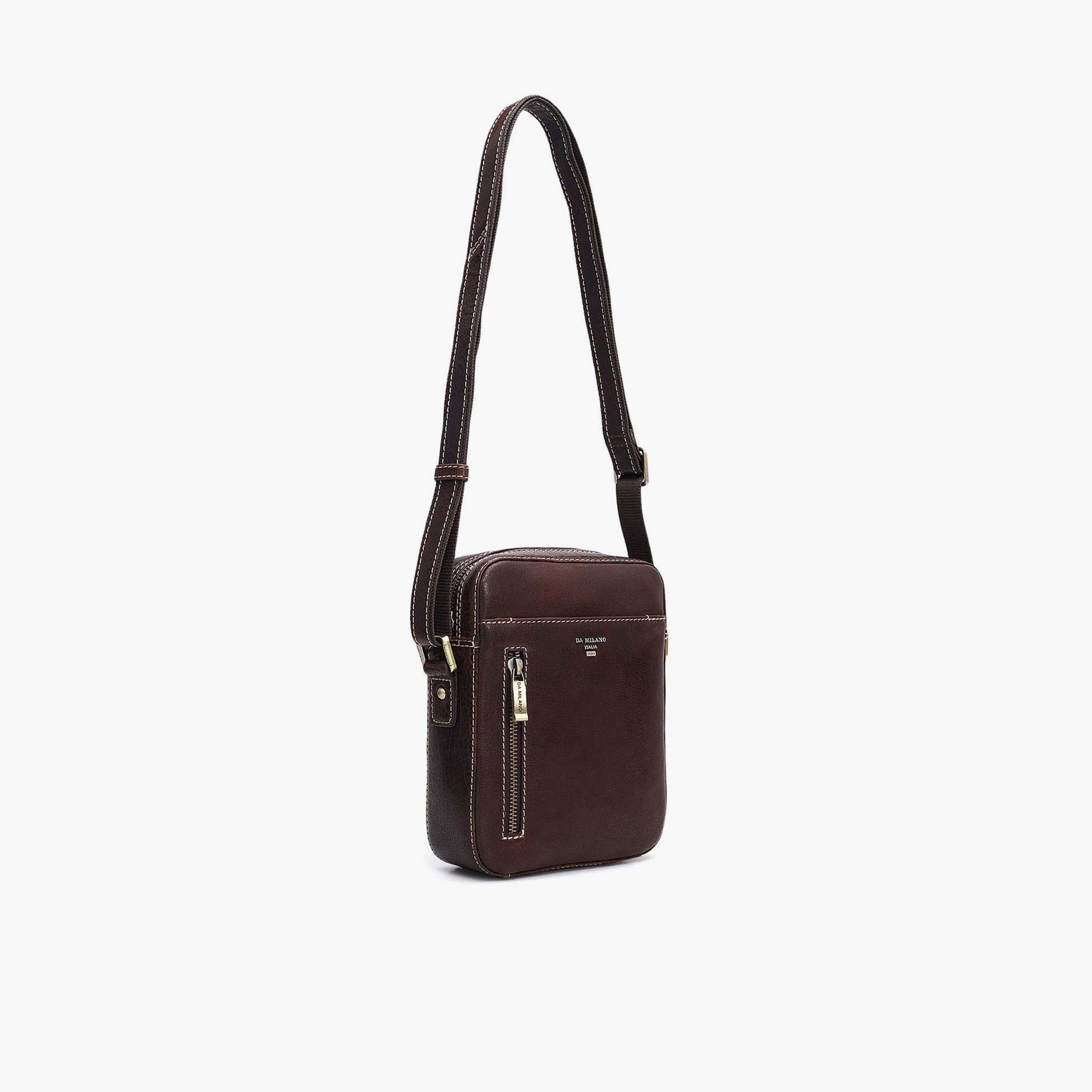 DA MILANO Textured Men's Sling Bag Zipper Adjustable Strap | L17 X W6 X H21 CM-men-bags-image-8