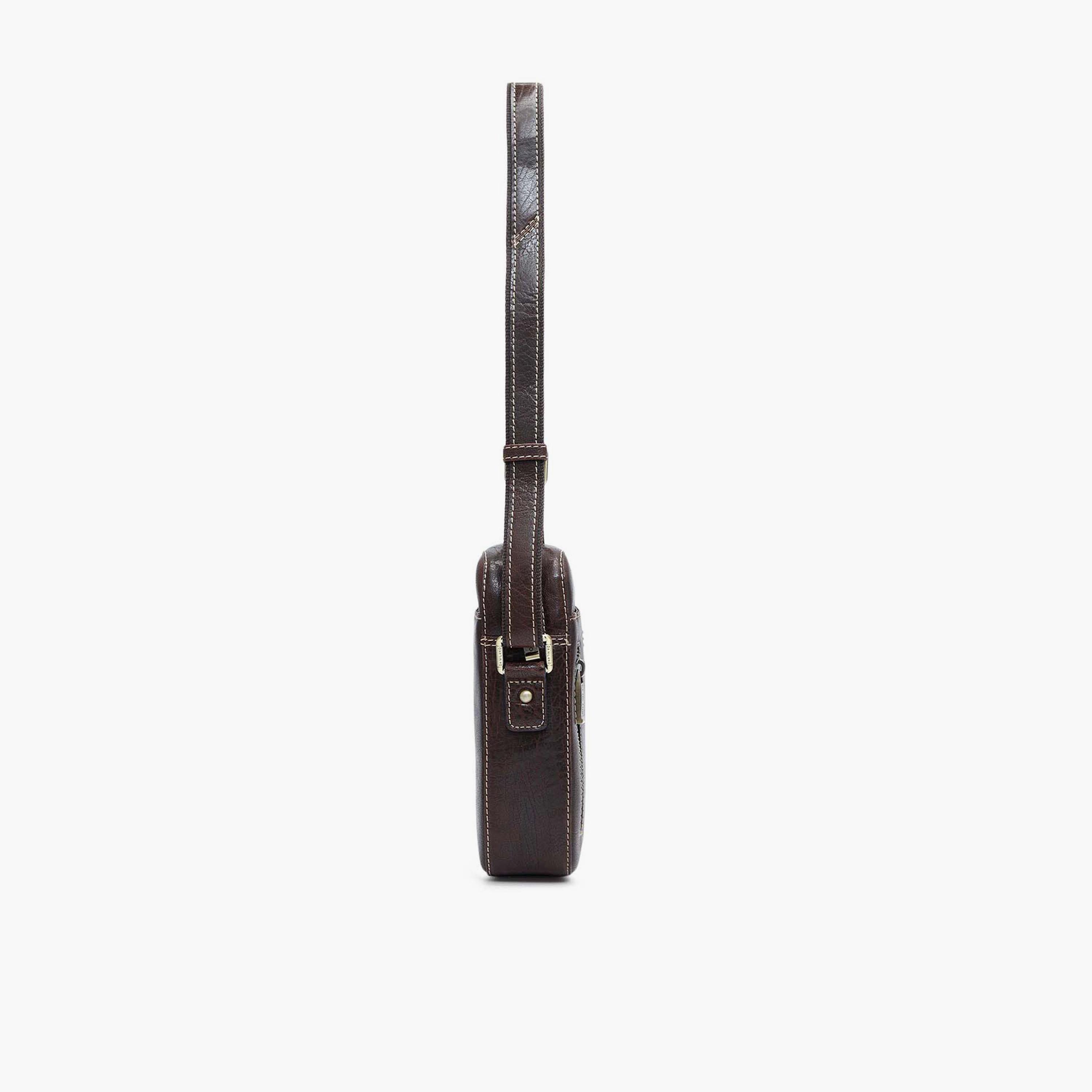 DA MILANO Textured Men's Sling Bag Zipper Adjustable Strap | L17 X W6 X H21 CM-men-bags-image-9