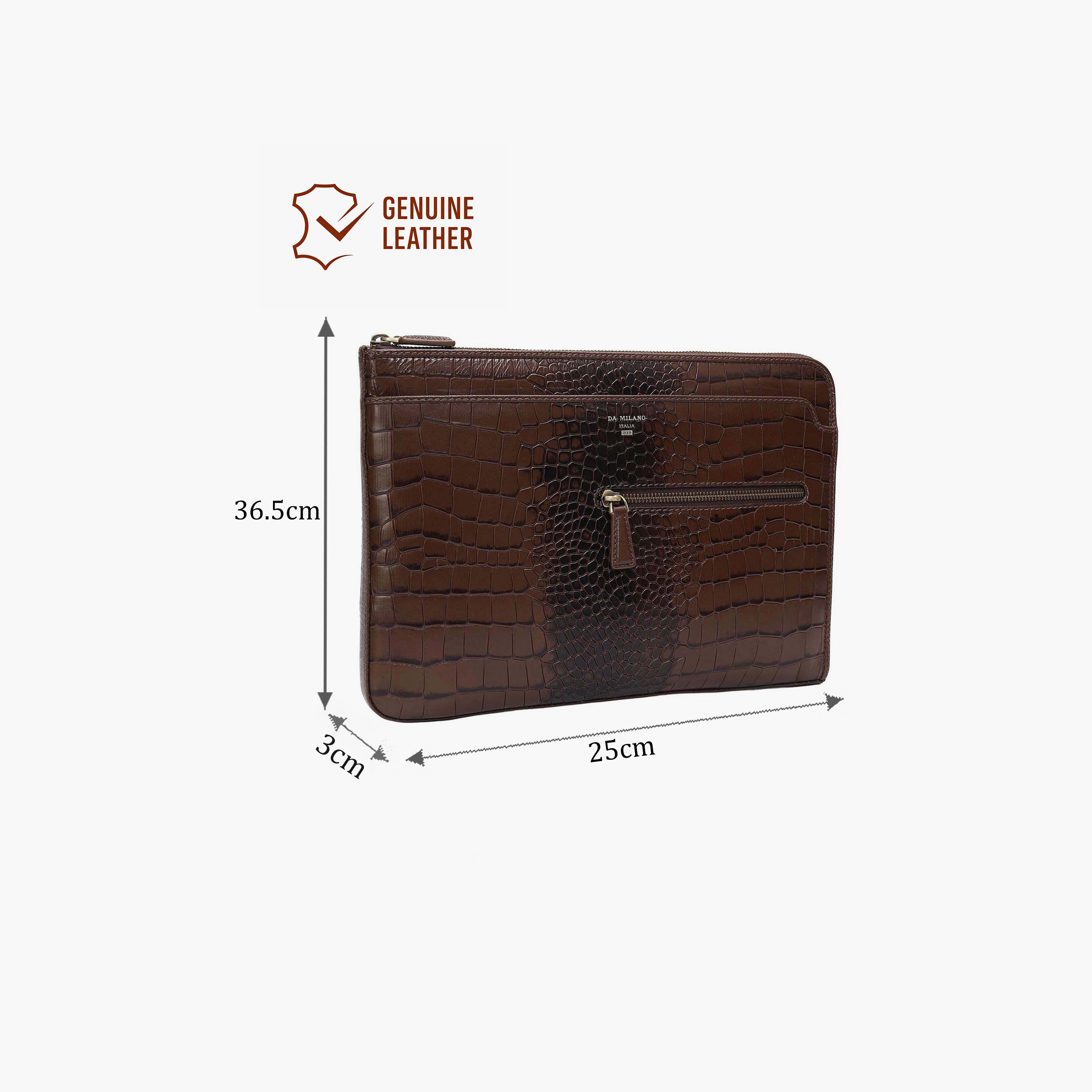 DA MILANO Textured Unisex Laptop Bag Zipper | L36.5 X W3 X H25 CM-women-bagsandwallets-handbags-image-2