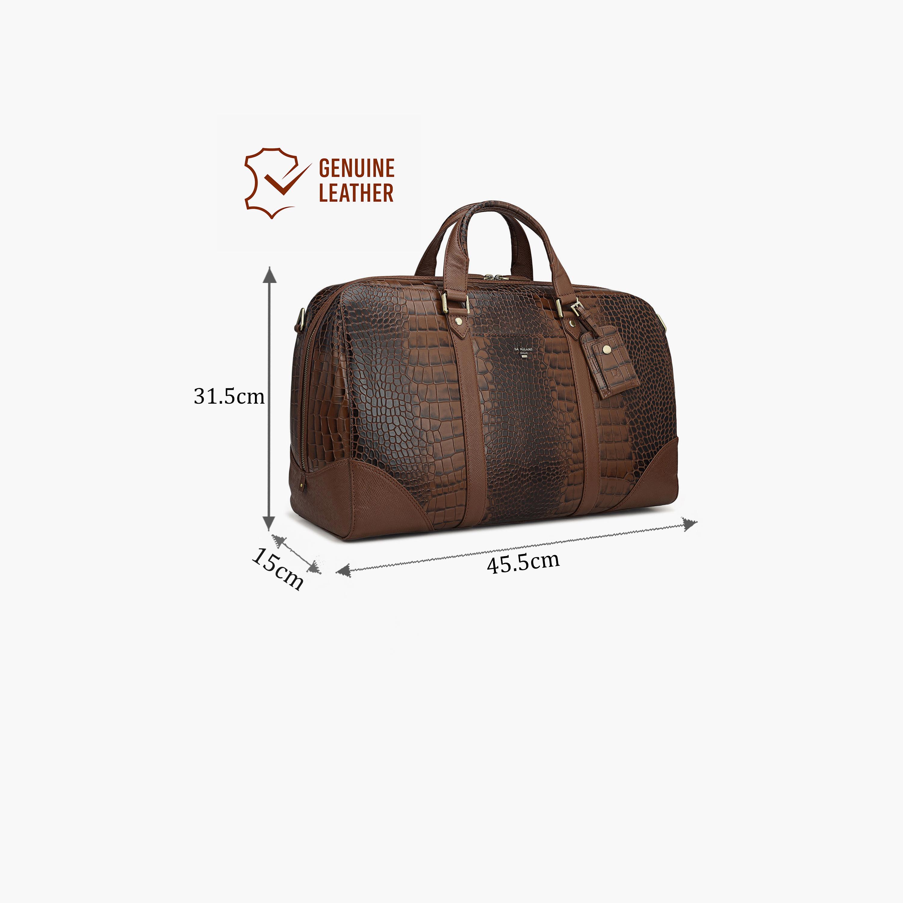 دا ميلانو - شنطة سفر جلد 18 إنش، حزام قابل للفصل | LG-5109C-travel-luggagesandbags-dufflebags-image-2
