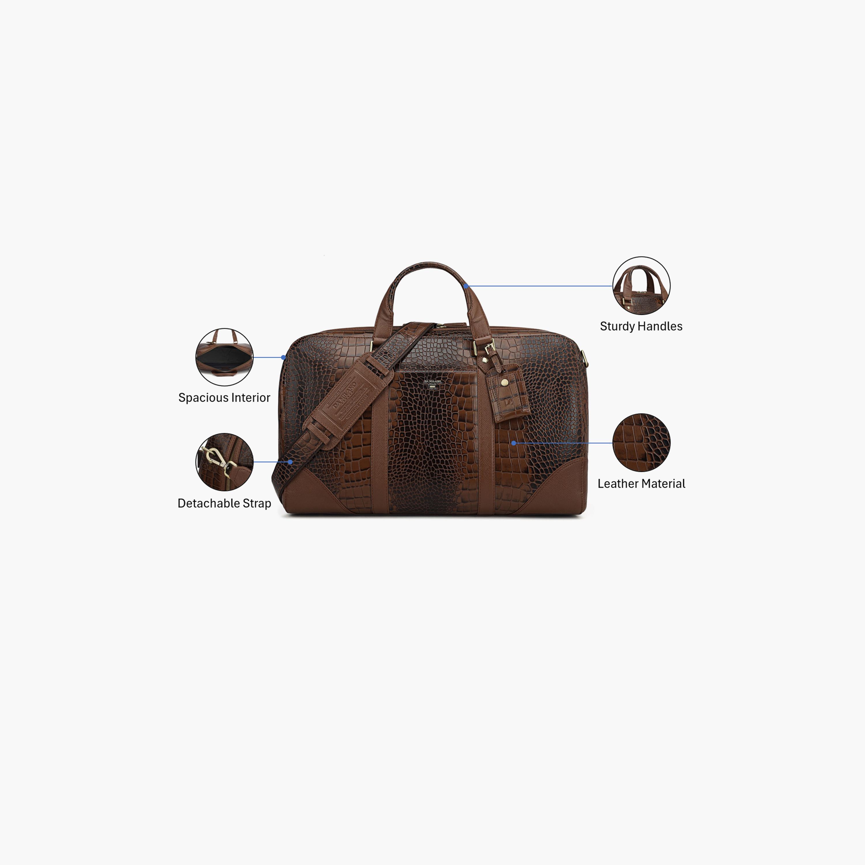 دا ميلانو - شنطة سفر جلد 18 إنش، حزام قابل للفصل | LG-5109C-travel-luggagesandbags-dufflebags-image-3