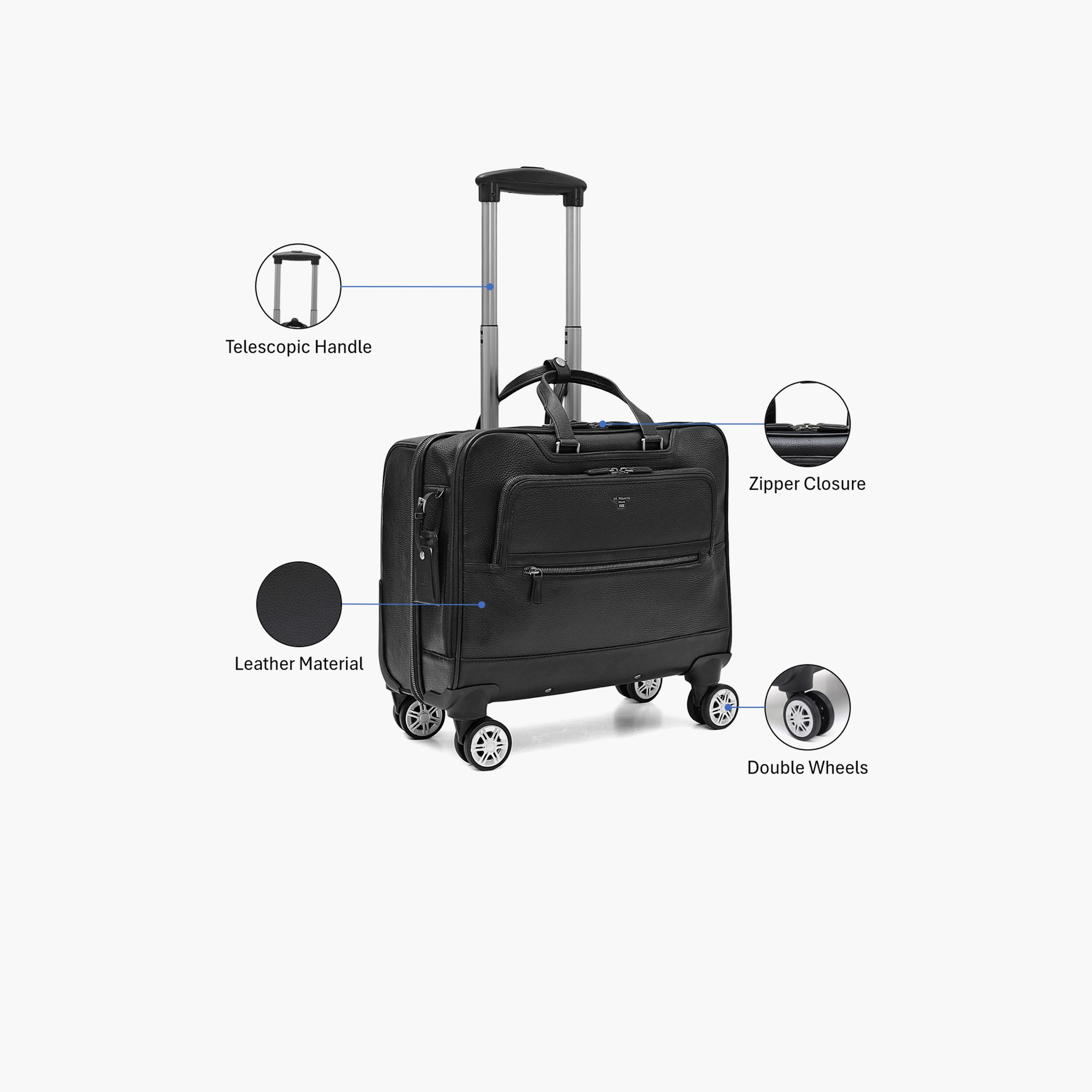 دا ميلانو - شنطة سفر صغيرة الحجم 44 سم مصنوعة من الجلد الناعم الجوانب بأربع عجلات دوارة-travel-luggagesandbags-luggage-image-3