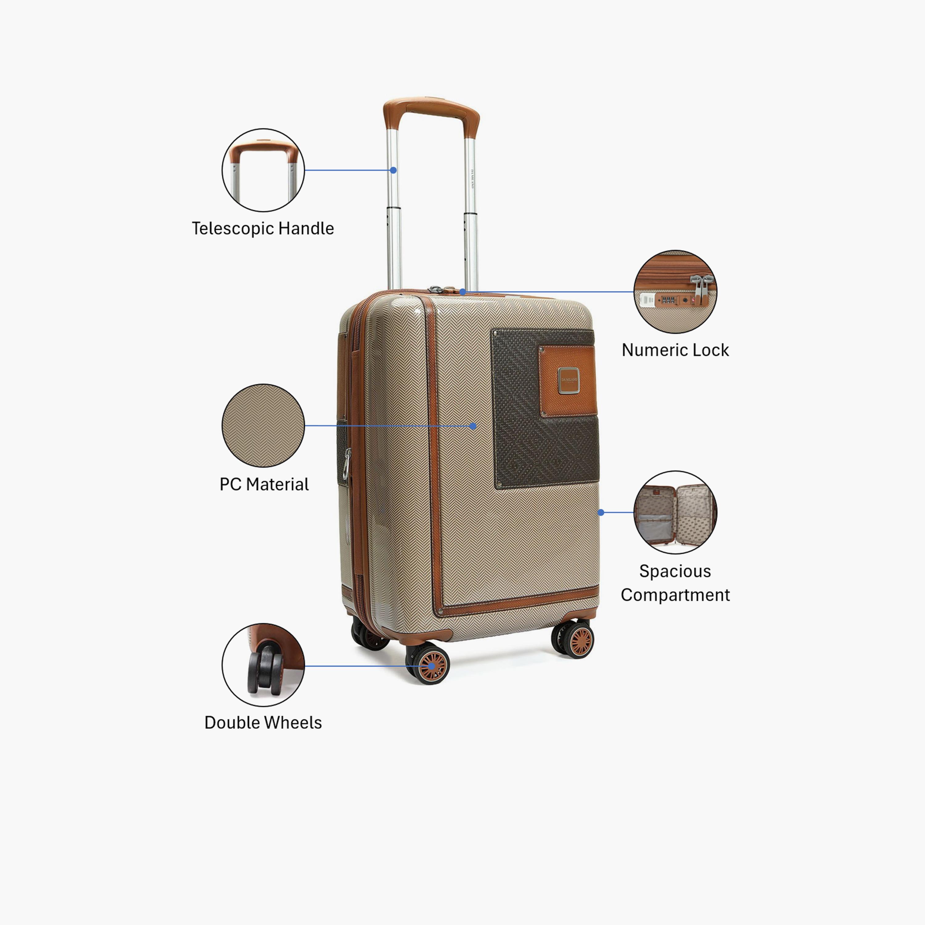 دا ميلانو - شنطة سفر صغيرة صلبة الجوانب من الجلد، 46 سم، بأربع عجلات دوارة، قفل TSA-travel-luggagesandbags-luggage-image-3