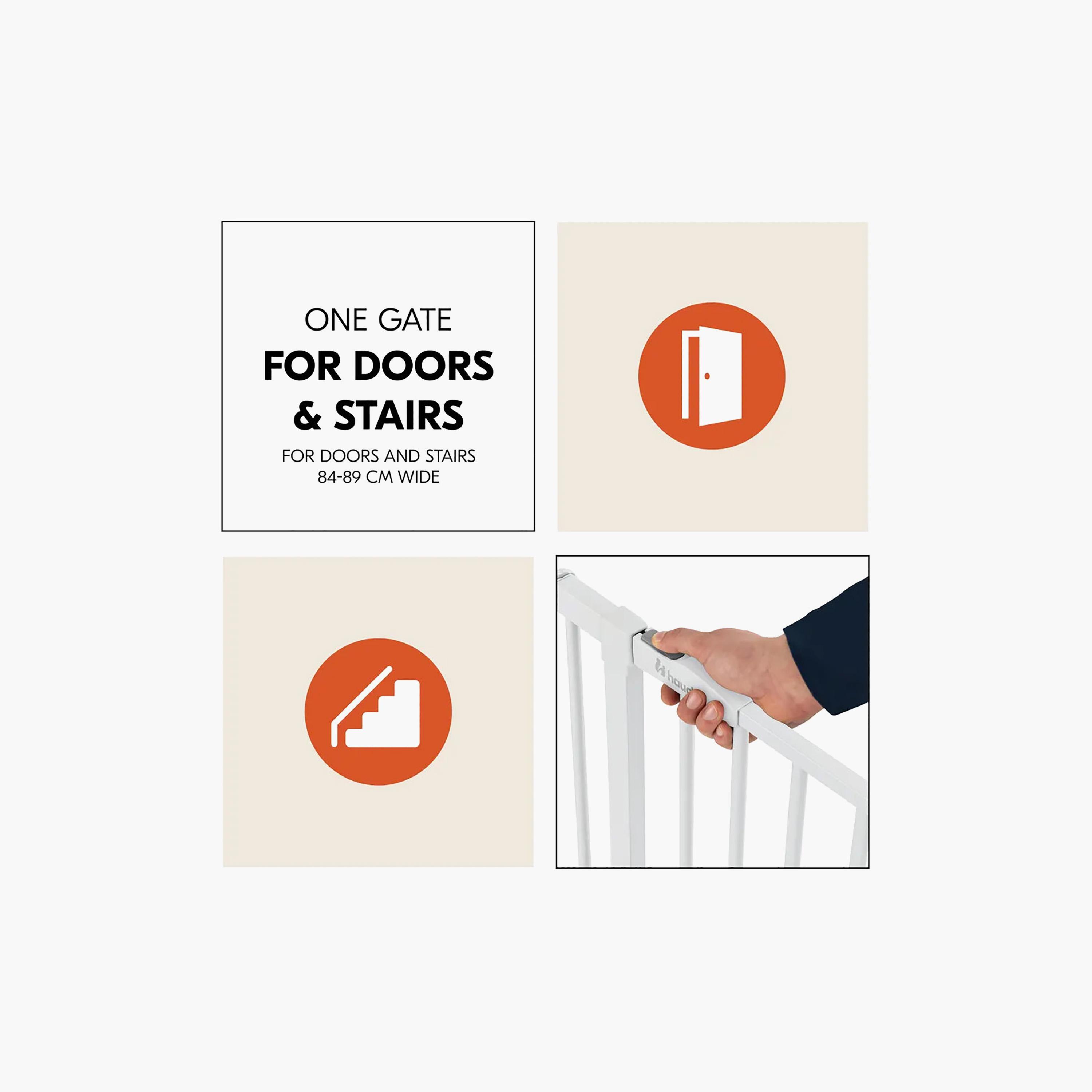 Hauck One-Handed Opening Safety Stairs & Door Gate - 84-89 cm-baby-healthandsafety-babyproofing-image-6