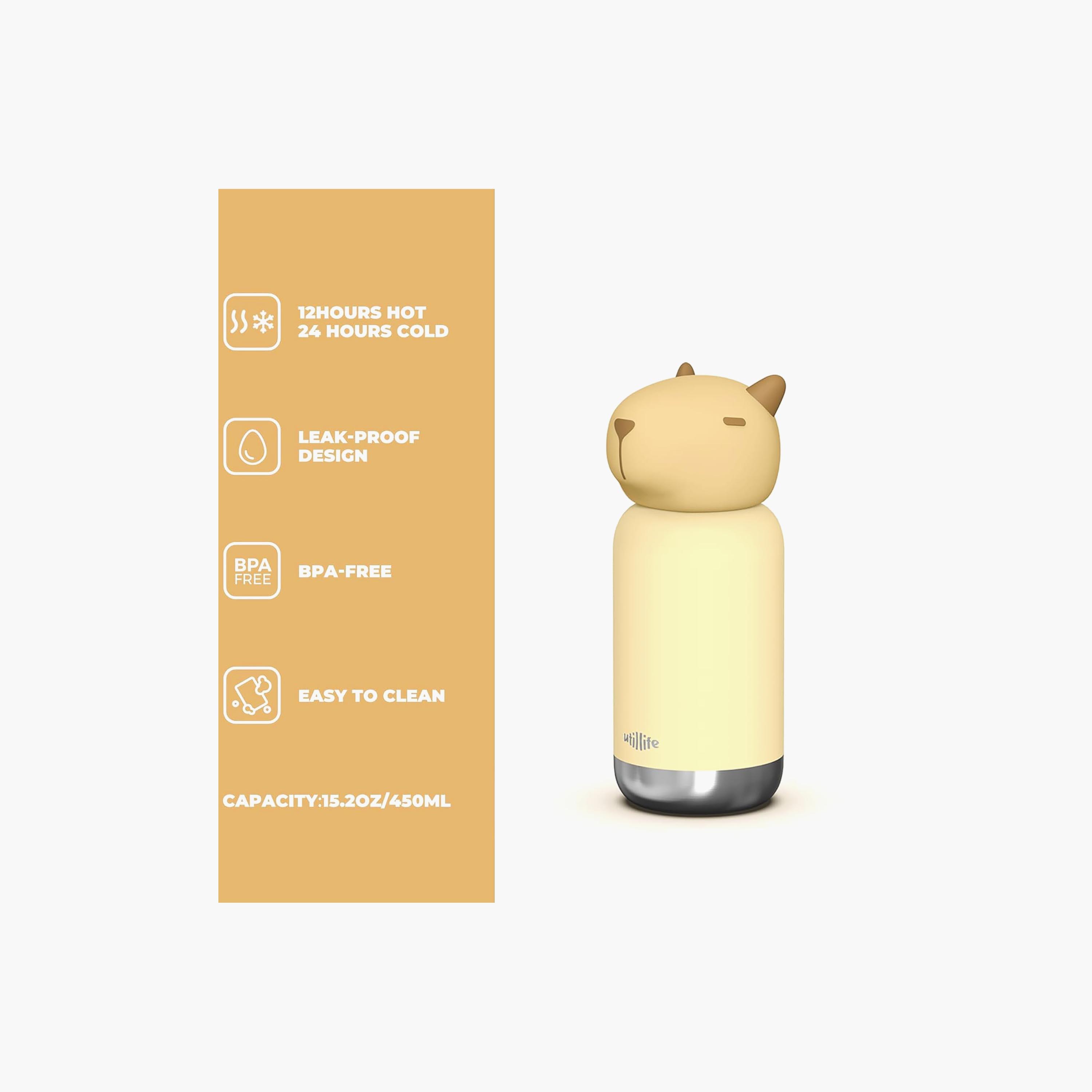 Utilife Zoofiesta Hot & Cold BPA Free Insulated Water Bottle - Capybara-school-waterbottles-image-7