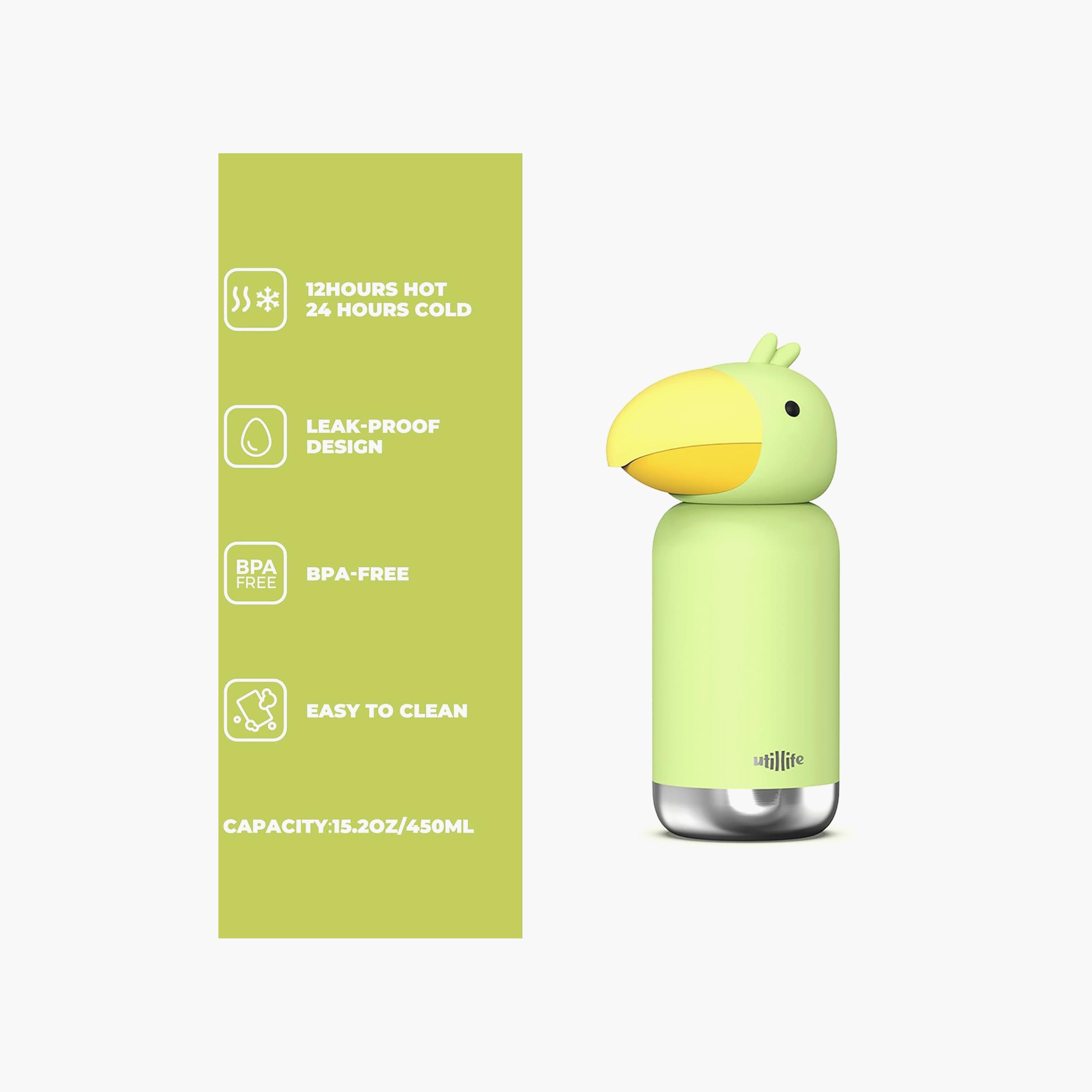 Utilife Zoofiesta Hot & Cold BPA Free Insulated Water Bottle - Toucan-school-waterbottles-image-8