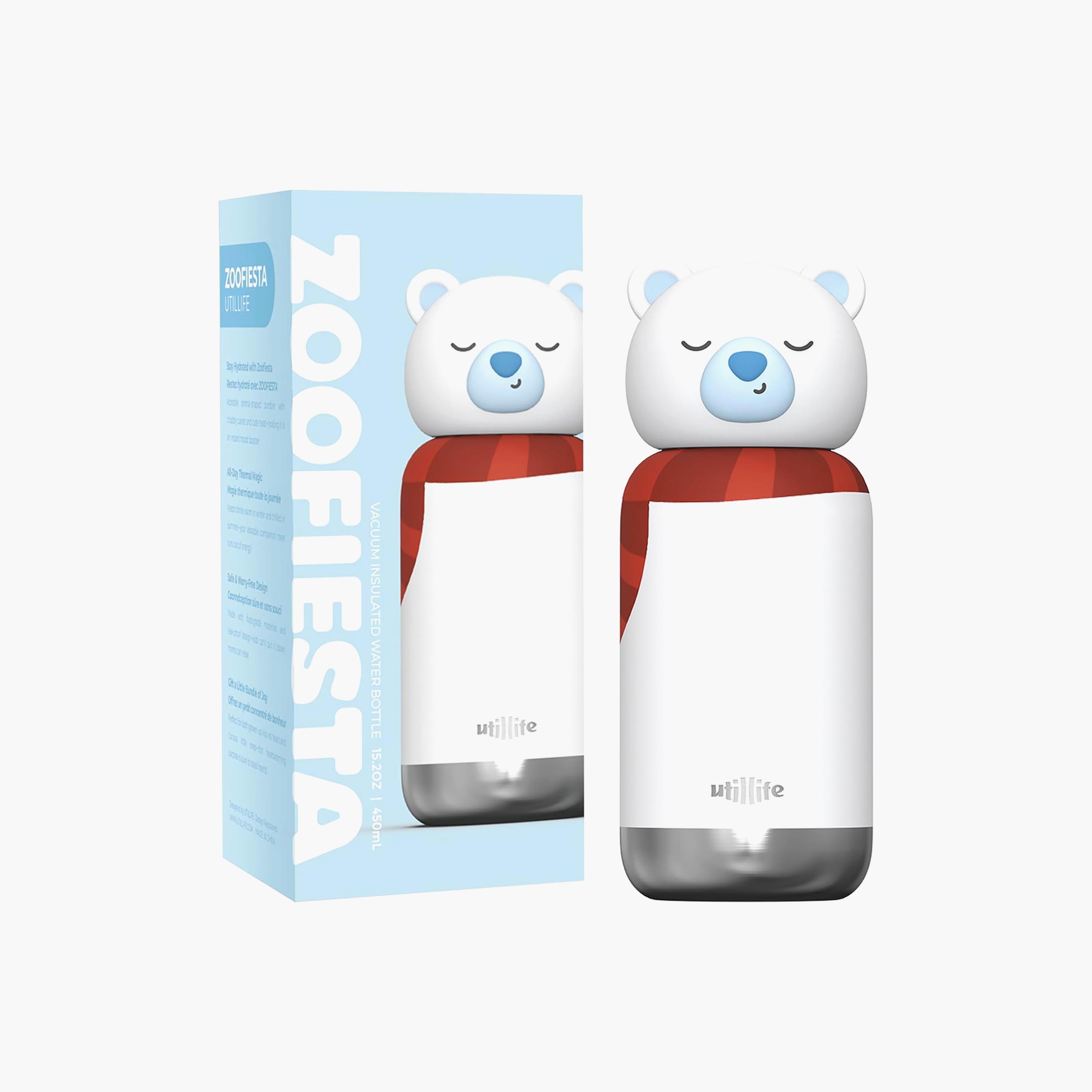 Utilife Zoofiesta Hot & Cold BPA Free Insulated Water Bottle - Polar Bear-school-waterbottles-image-2