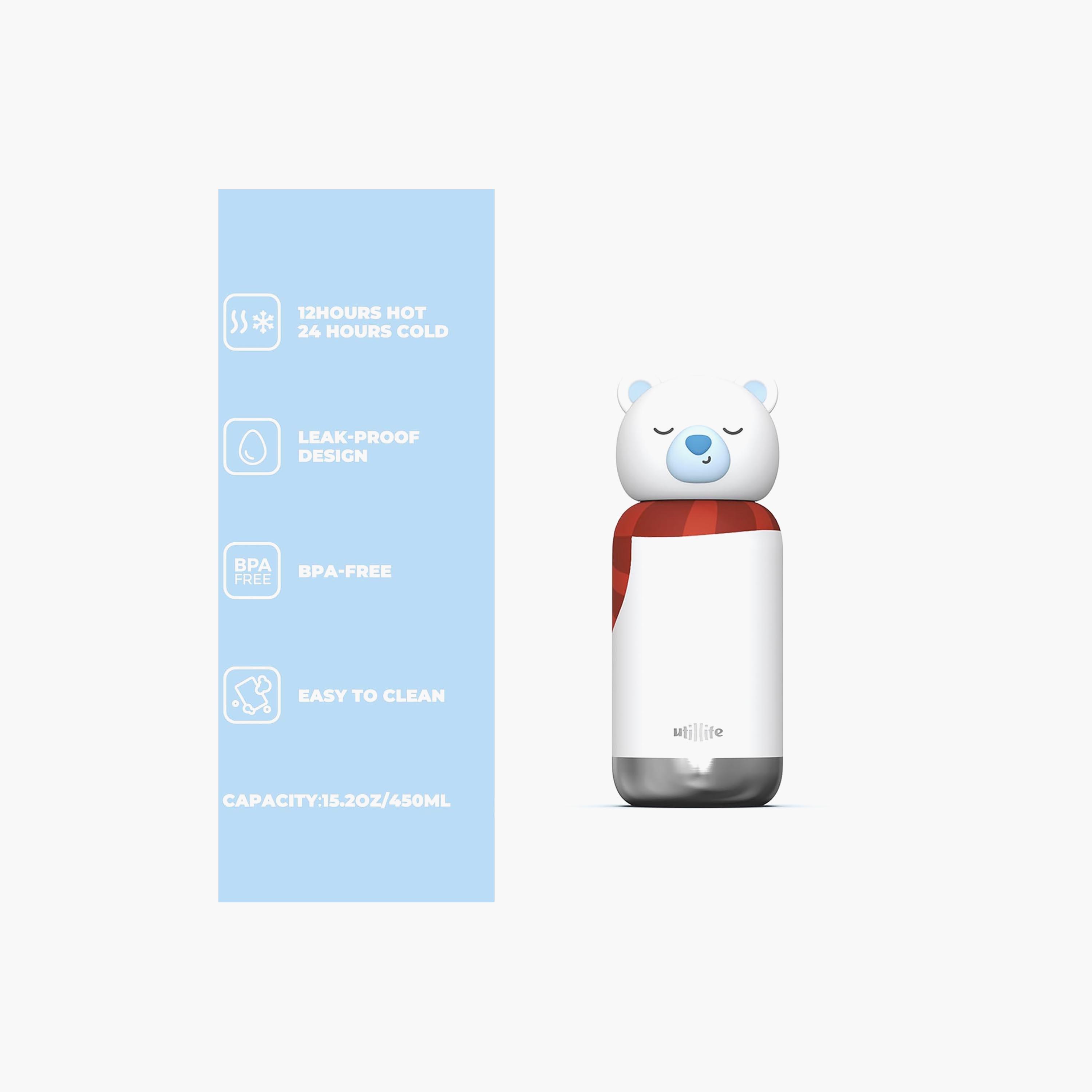 Utilife Zoofiesta Hot & Cold BPA Free Insulated Water Bottle - Polar Bear-school-waterbottles-image-8