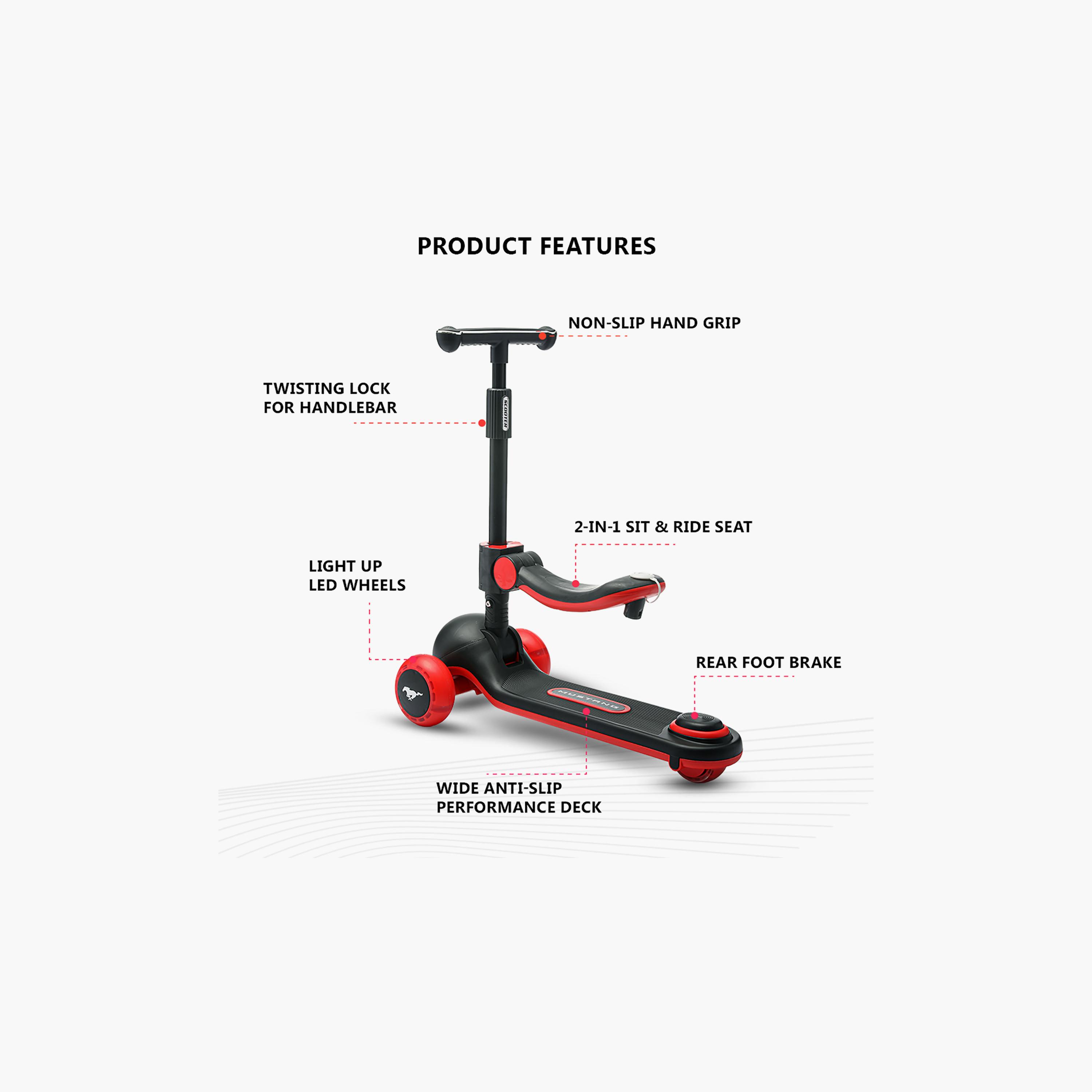سكوتر فورد موستانج "جلايدر" مع مقعد للركوب وارتفاع قابل للتعديل - من 3-7 سنوات-toys-outdoor-scooters-image-3