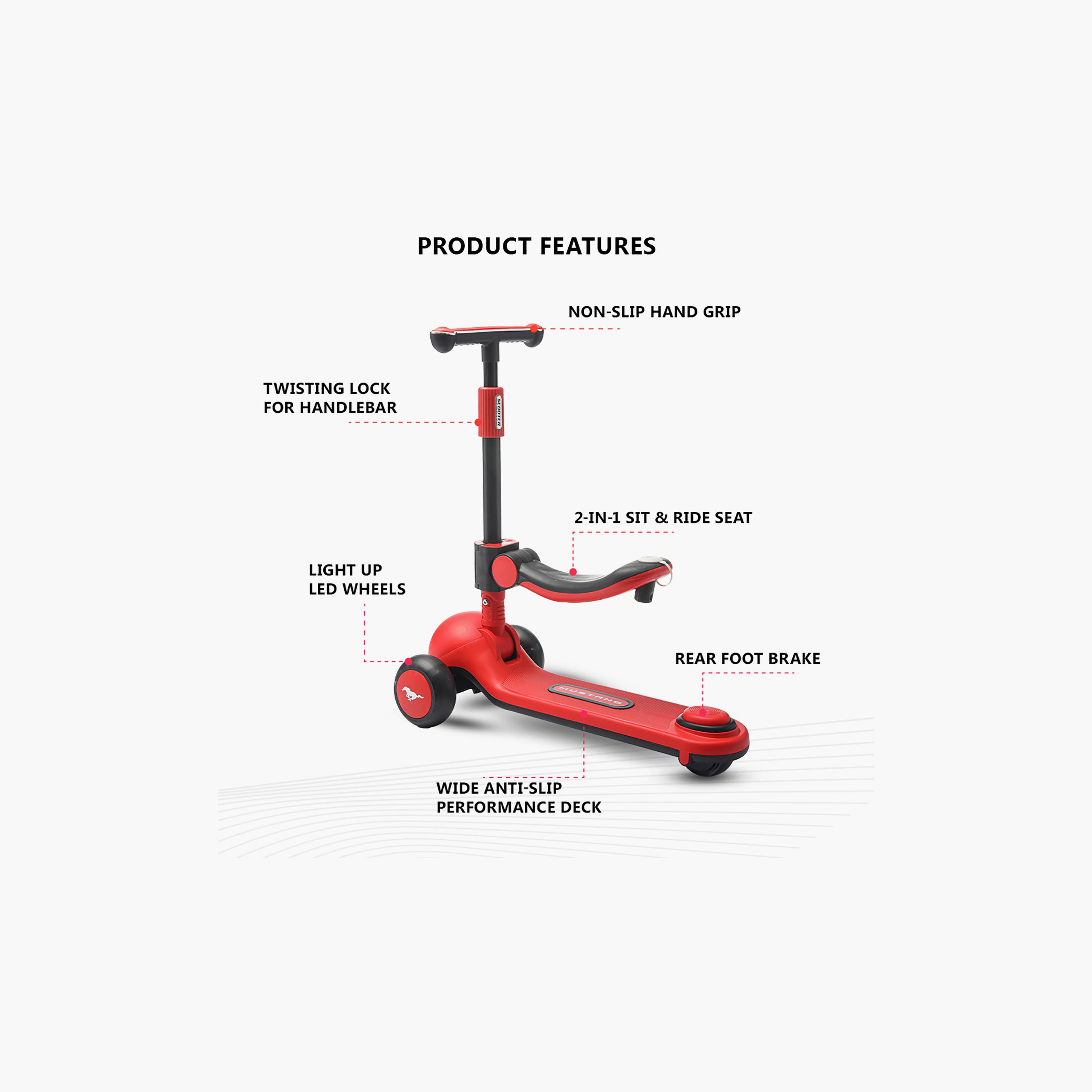 Ford Mustang Glider Scooter with Sit & Ride Seat & Adjustable Height - 3-7 Years-toys-outdoor-scooters-image-3