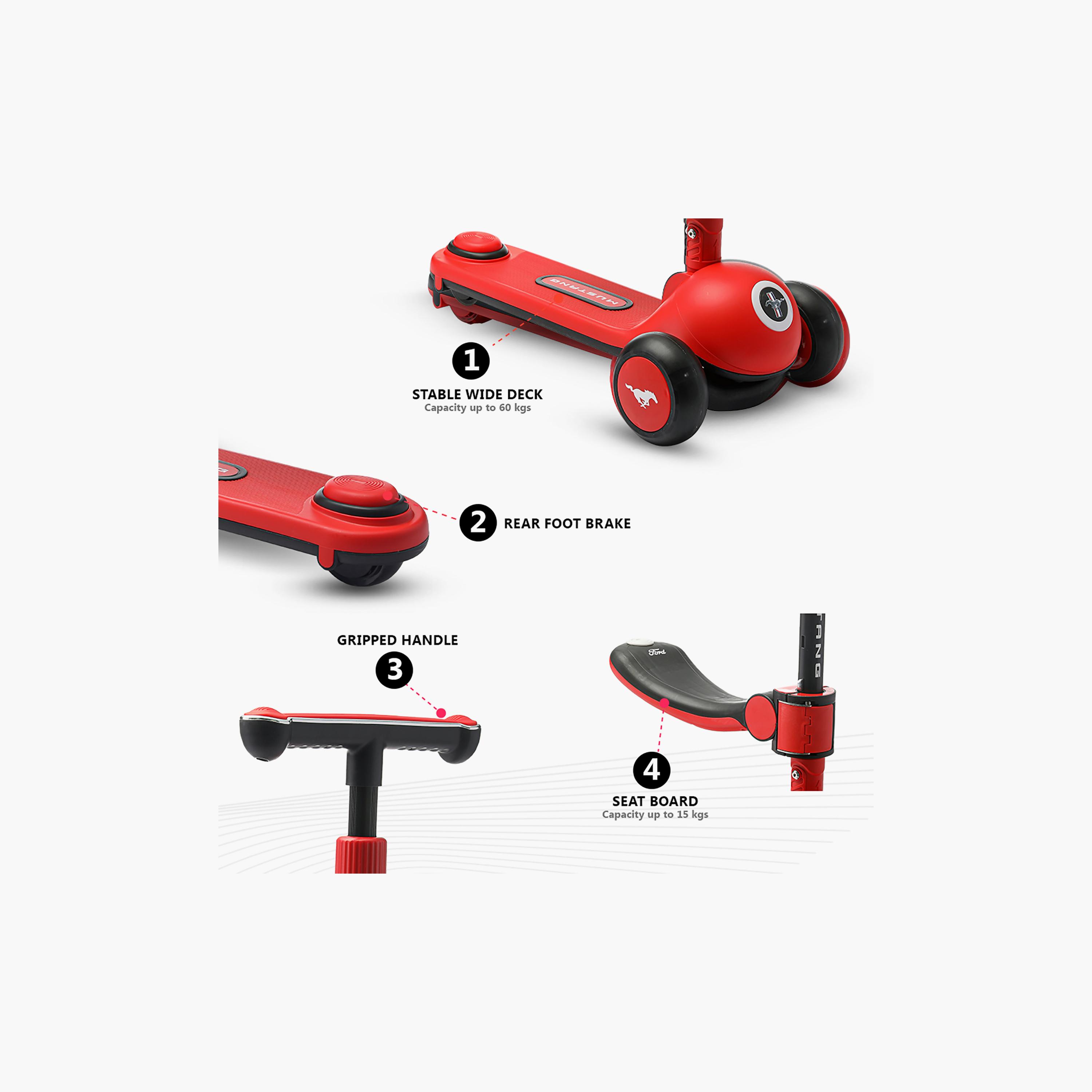 Ford Mustang Glider Scooter with Sit & Ride Seat & Adjustable Height - 3-7 Years-toys-outdoor-scooters-image-6