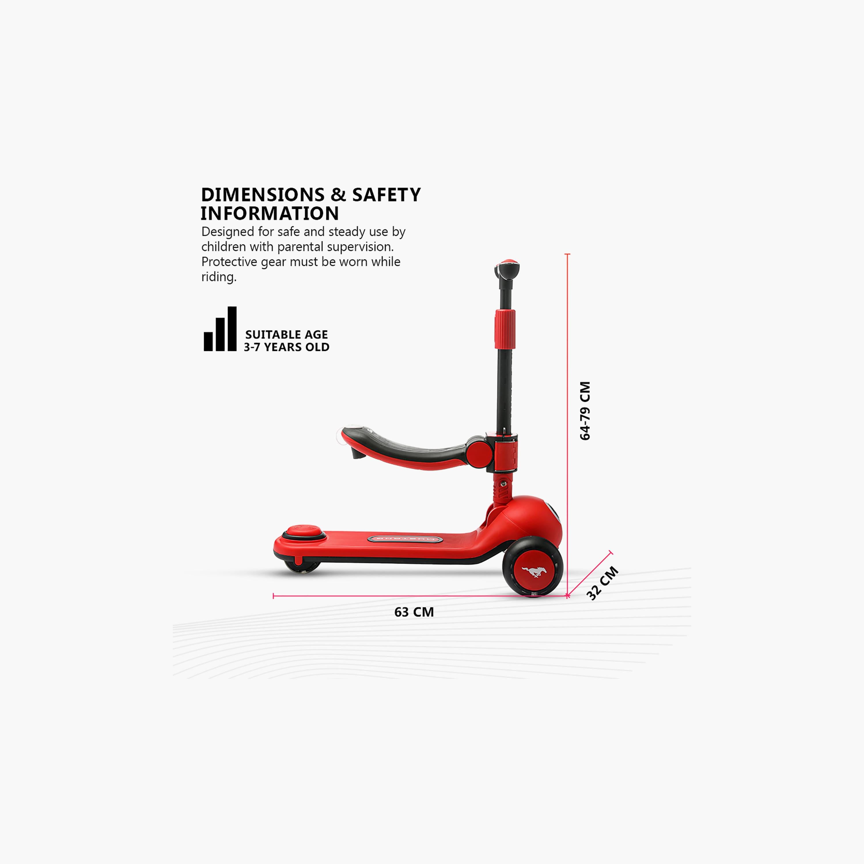 Ford Mustang Glider Scooter with Sit & Ride Seat & Adjustable Height - 3-7 Years-toys-outdoor-scooters-image-7