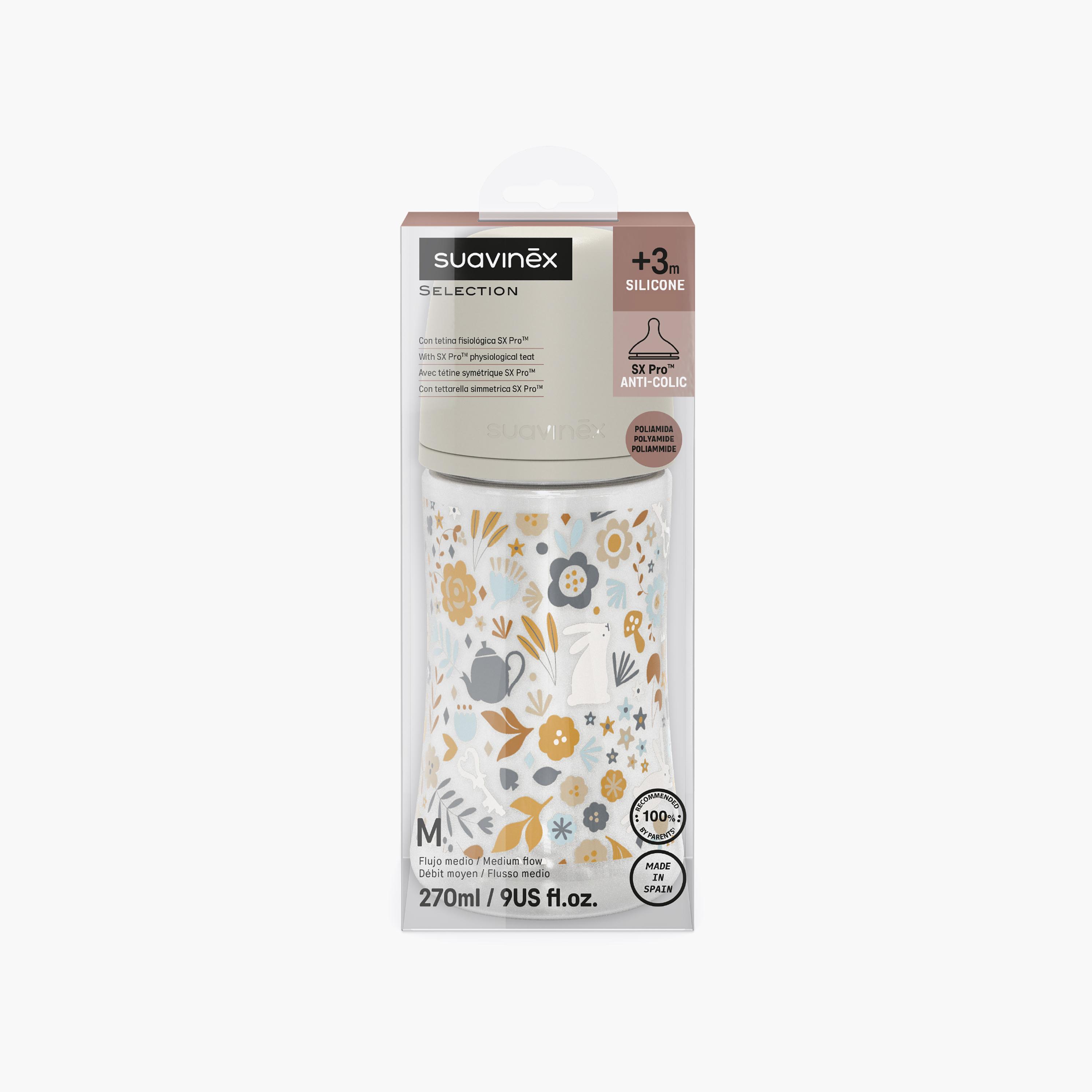 Suavinex Polyamide Slow Flow Feeding Bottle with Teat - 270 ml-baby-feeding-feedingbottles-bottlesandteats-image-3