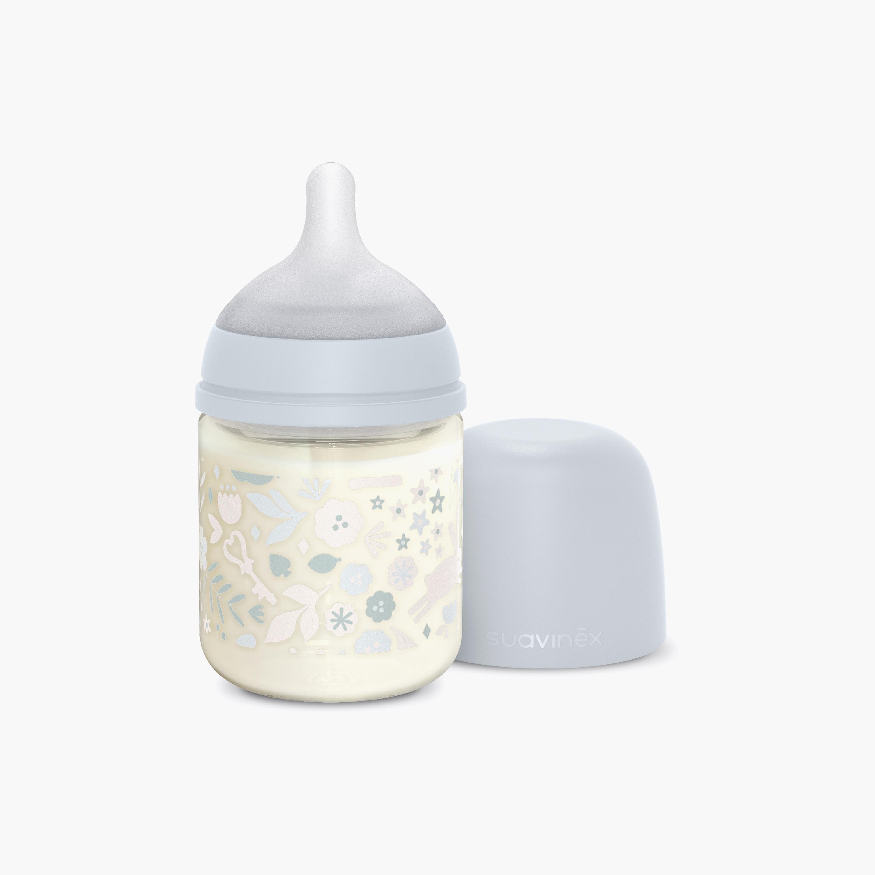 Suavinex Glass Slow Flow Feeding Bottle with Teat - 120 ml-baby-feeding-feedingbottles-bottlesandteats-image-1