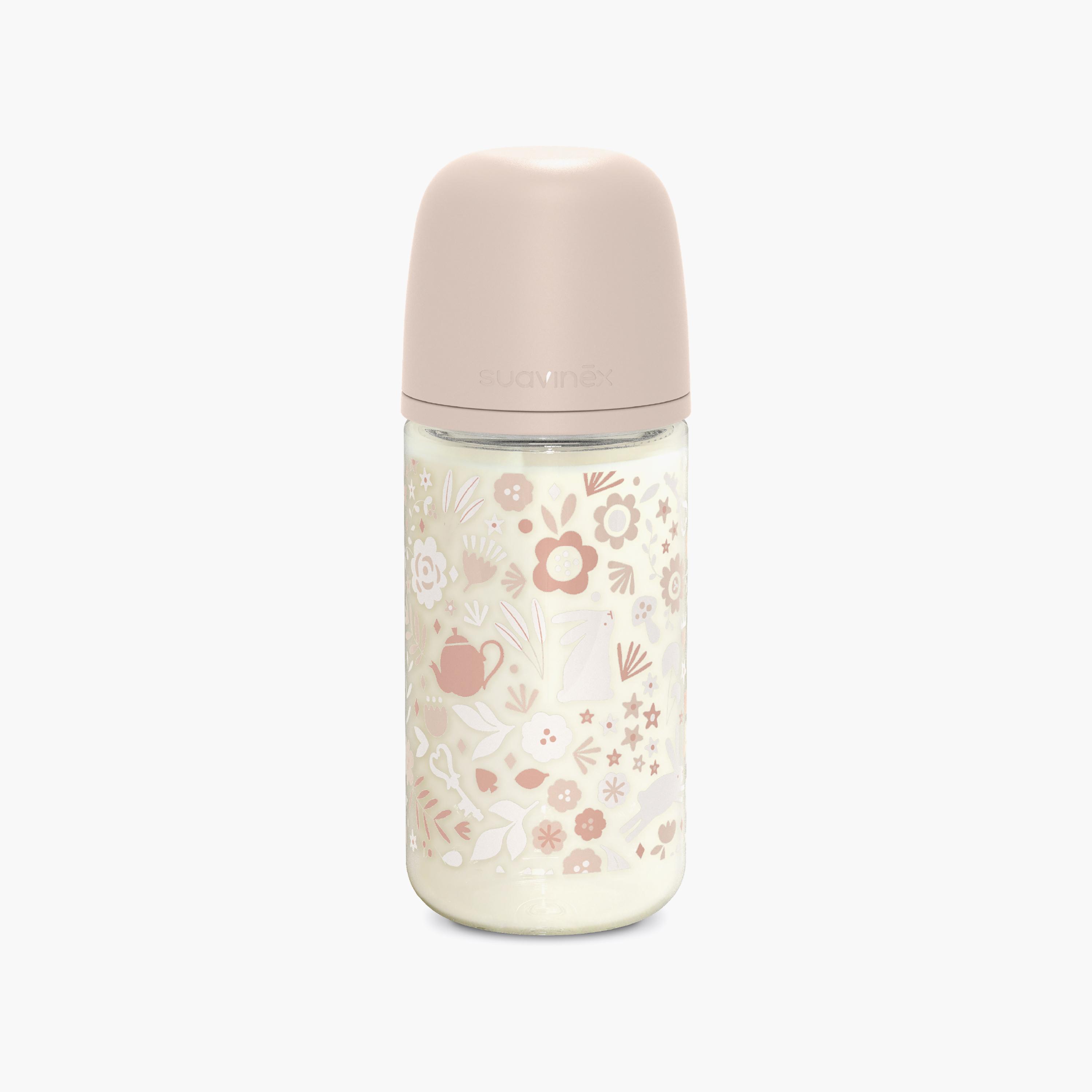 Suavinex Glass Medium Flow Feeding Bottle with Teat - 240 ml-baby-feeding-feedingbottles-bottlesandteats-image-2