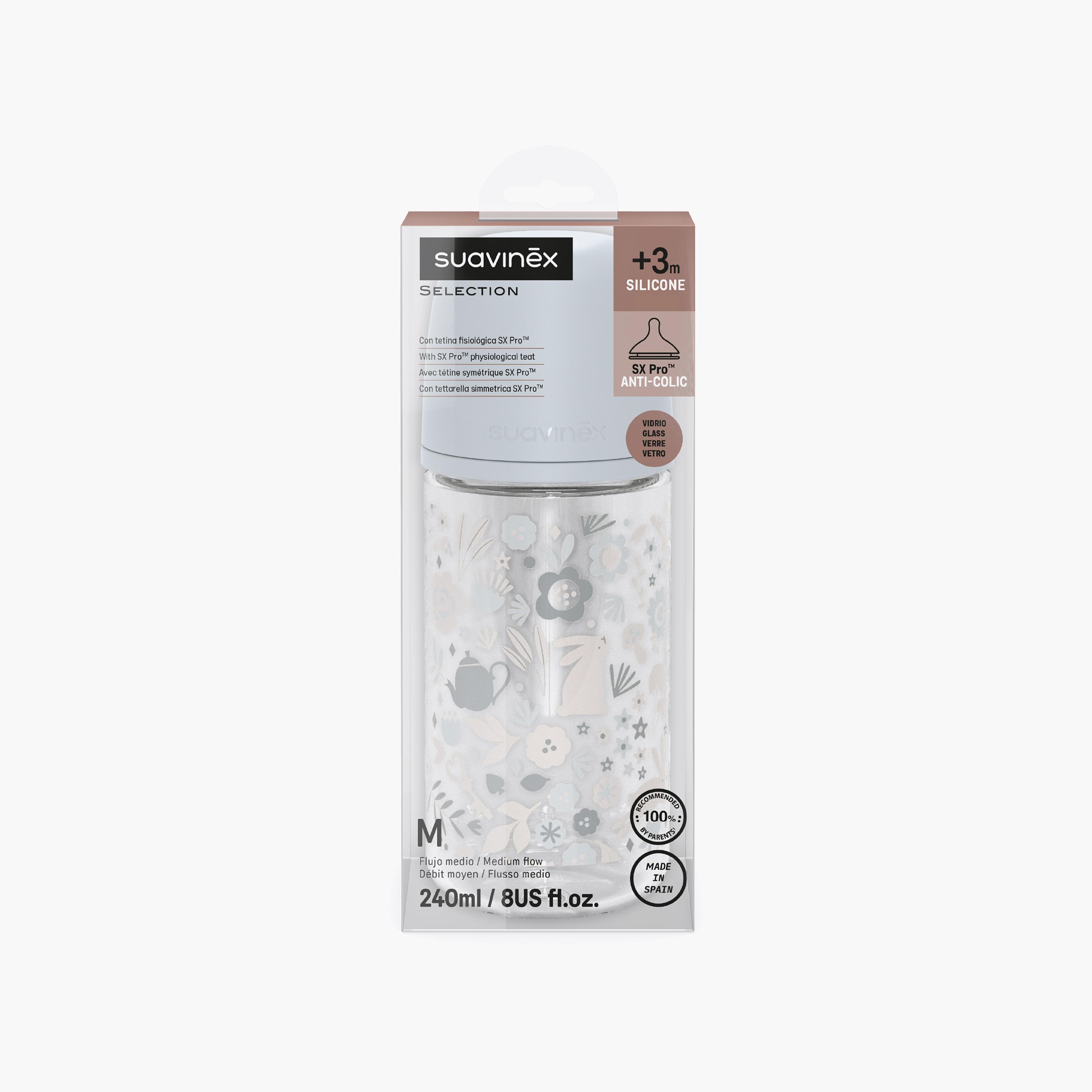 Suavinex Glass Medium Flow Feeding Bottle with Teat - 240 ml-baby-feeding-feedingbottles-bottlesandteats-image-8