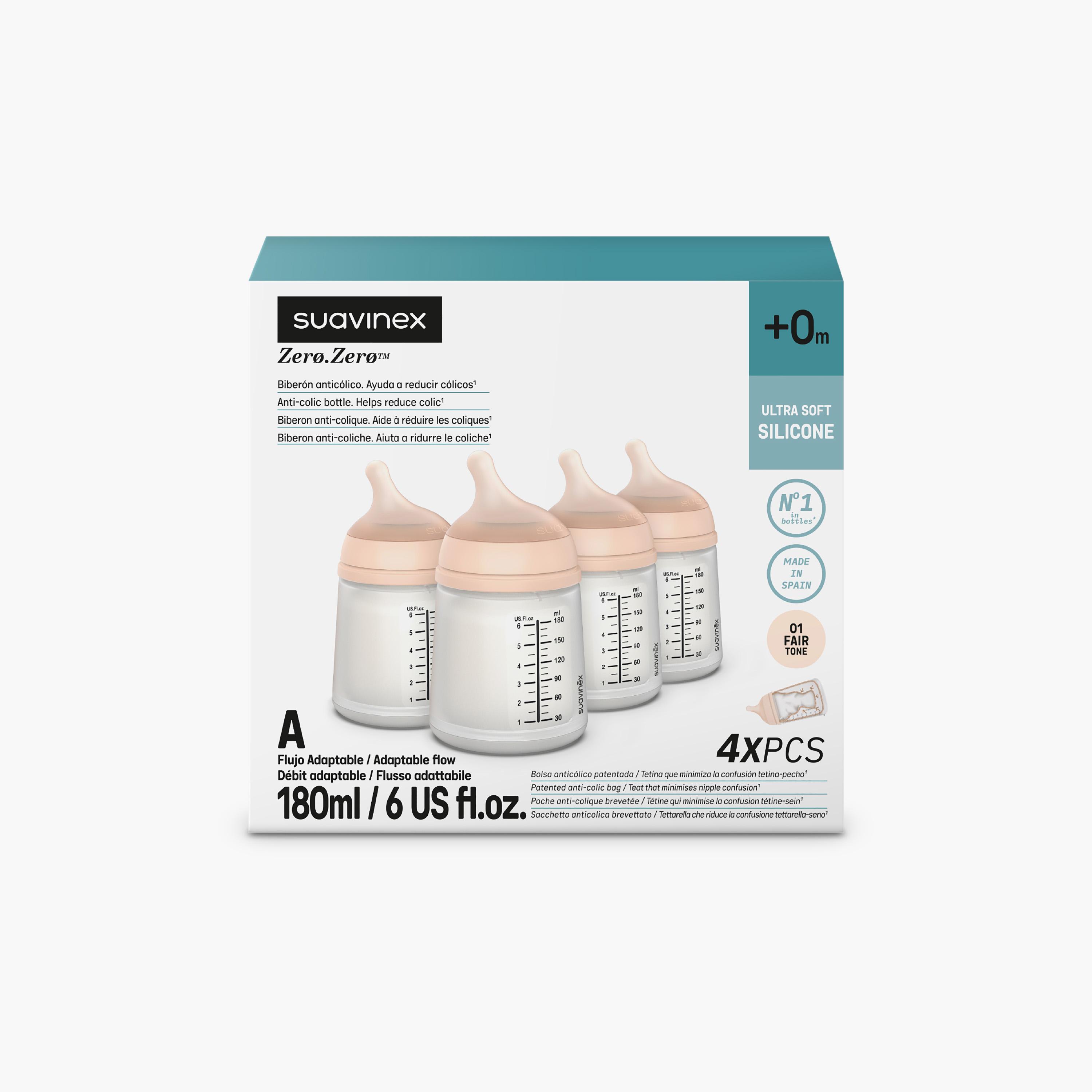 زجاجة رضاعة سيليكون فائقة النعومة 4 قطع من سوافينكس - 180 مل-baby-feeding-feedingbottles-bottlesandteats-image-2