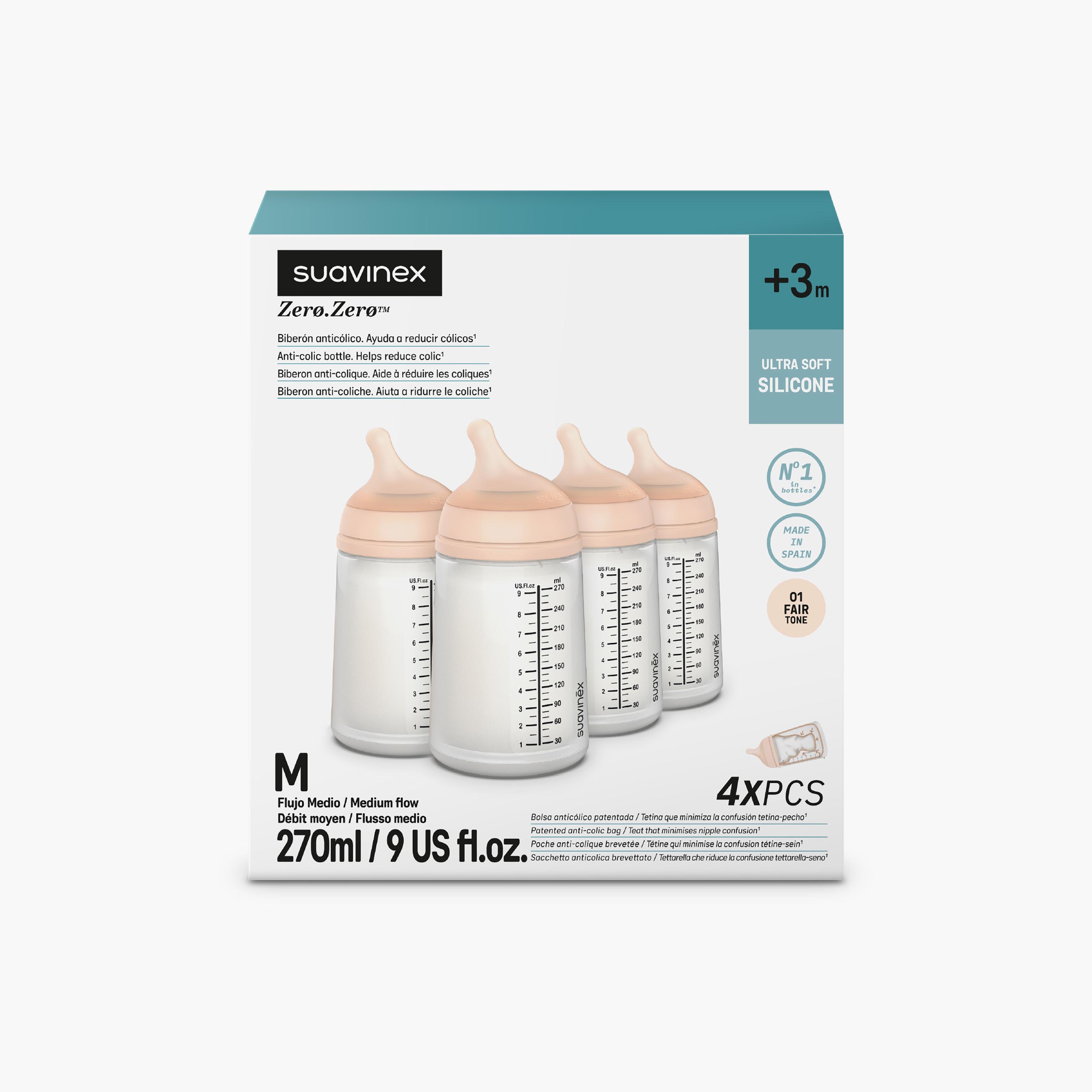 Suavinex 4-Piece Ultra Soft Silicone Feeding Bottle with Teat - 270 ml-baby-feeding-feedingbottles-bottlesandteats-image-2