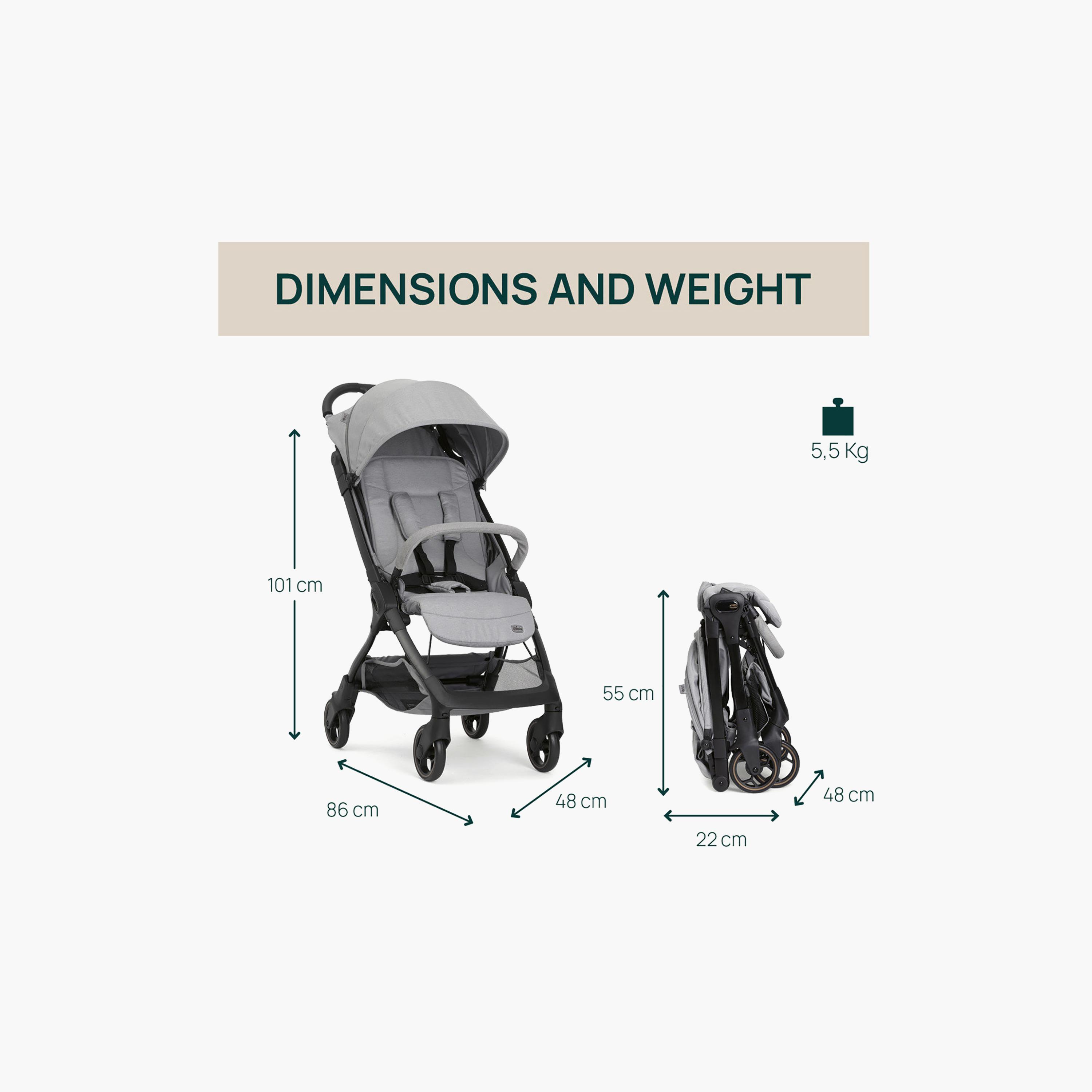 Chicco Foldable Aero-we Stroller with Adjustable Reclining Seat & Canopy-baby-gear-strollersandprams-strollers-image-2