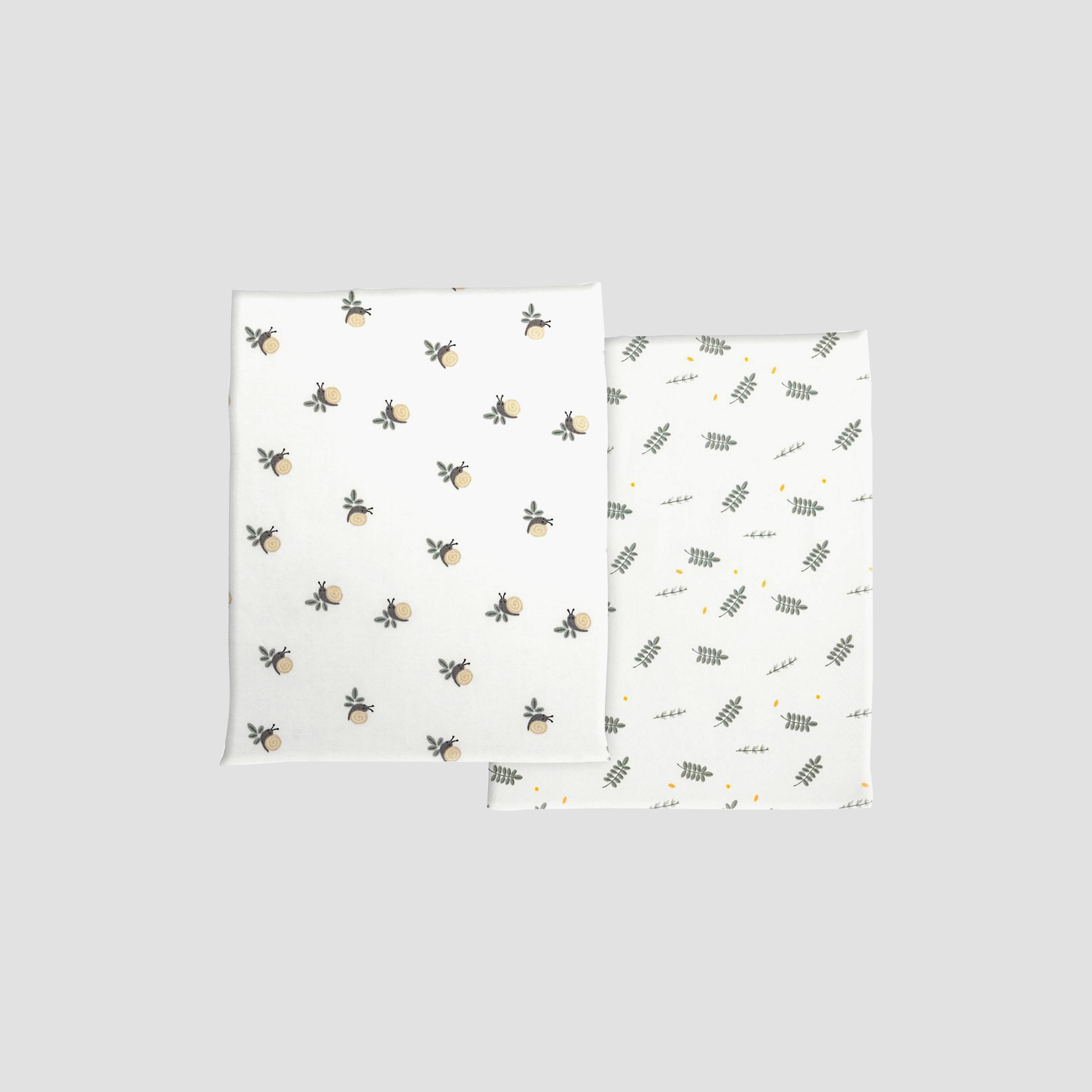 Chicco 2-Piece Baby Hug Bamboo Fitted Sheet Bedsheet Set - Greenery-baby-nursery-babybedding-image-1
