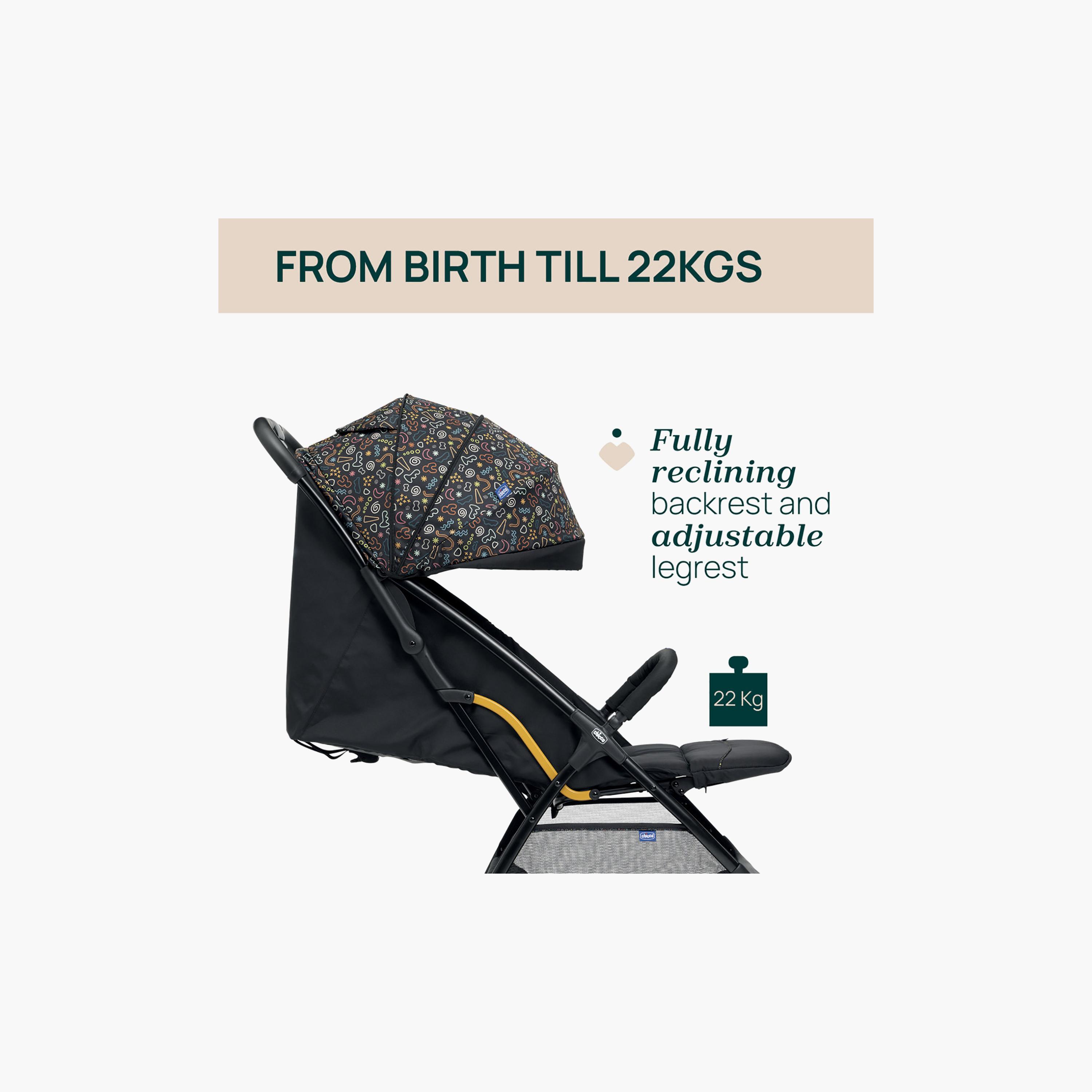 Chicco Glee Stroller with Adjustable Reclining Seat & Canopy-baby-gear-strollersandprams-strollers-image-7