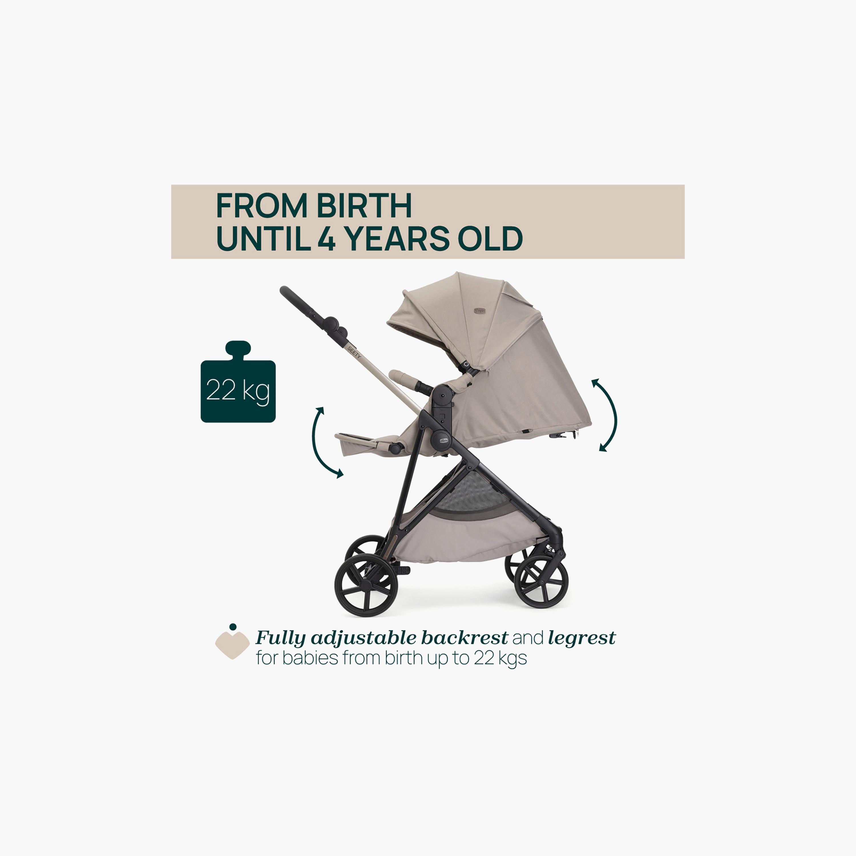 Chicco Seety Stroller with Adjustable Reclining Seat & Canopy-baby-gear-strollersandprams-strollers-image-4
