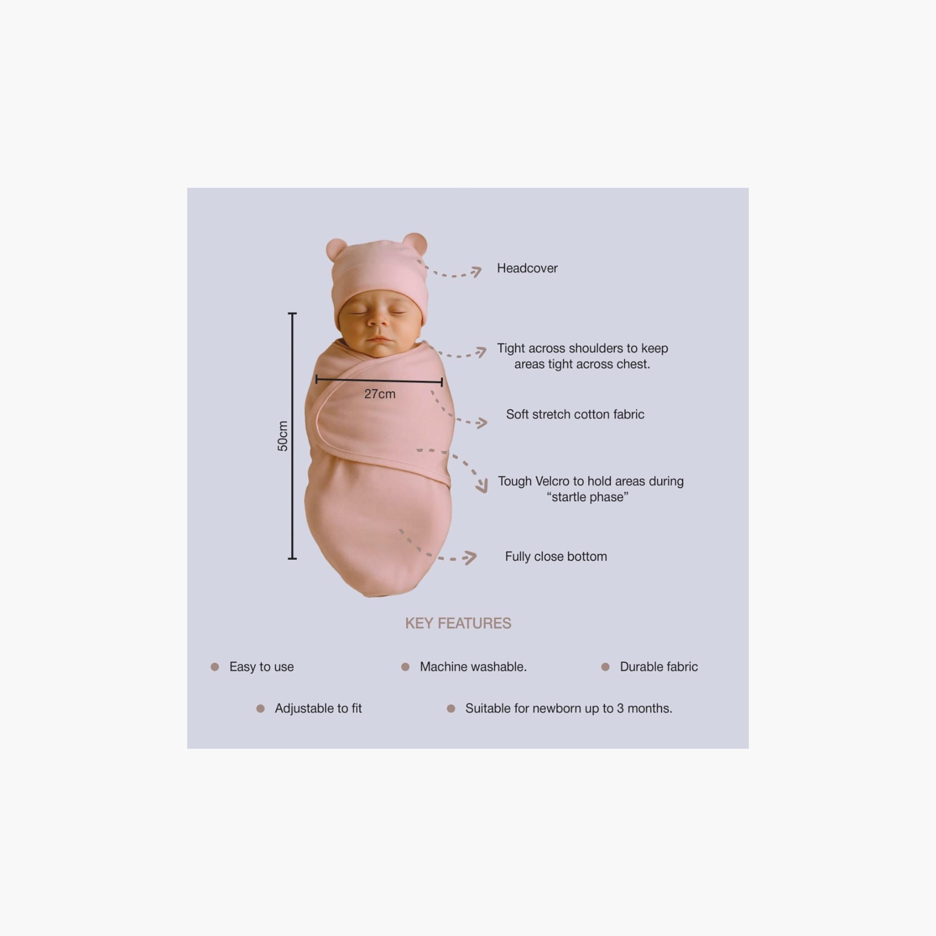 طقم أقمشة قماط قطنية ناعمة مع قبعات 3 قطع من كيندر فالي-baby-nursery-blanketsandswaddles-swaddlesandsleepingbags-image-12