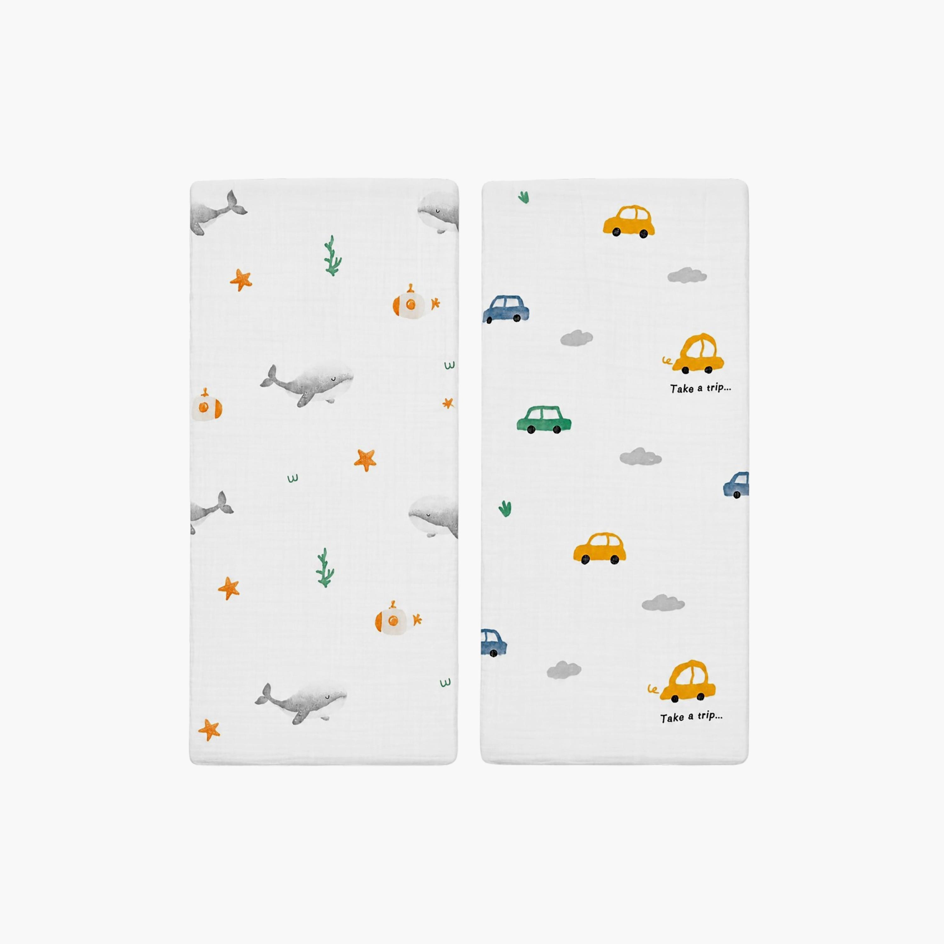 طقم أقمشة قماط فائقة النعومة موديل ليتل ترافيلر قطعتين من كيندر فالي-baby-nursery-blanketsandswaddles-receivingblankets-image-1