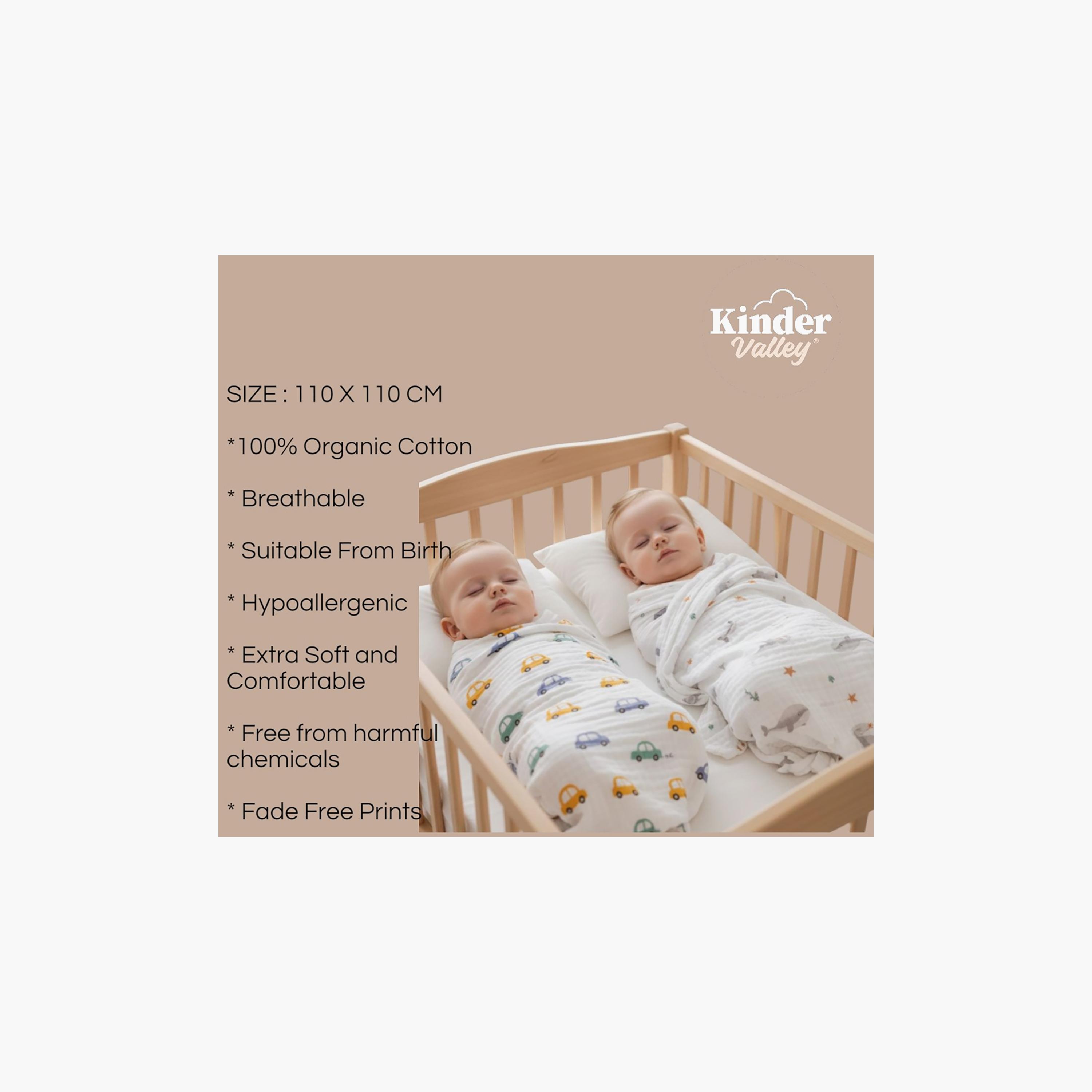طقم أقمشة قماط فائقة النعومة موديل ليتل ترافيلر قطعتين من كيندر فالي-baby-nursery-blanketsandswaddles-receivingblankets-image-12