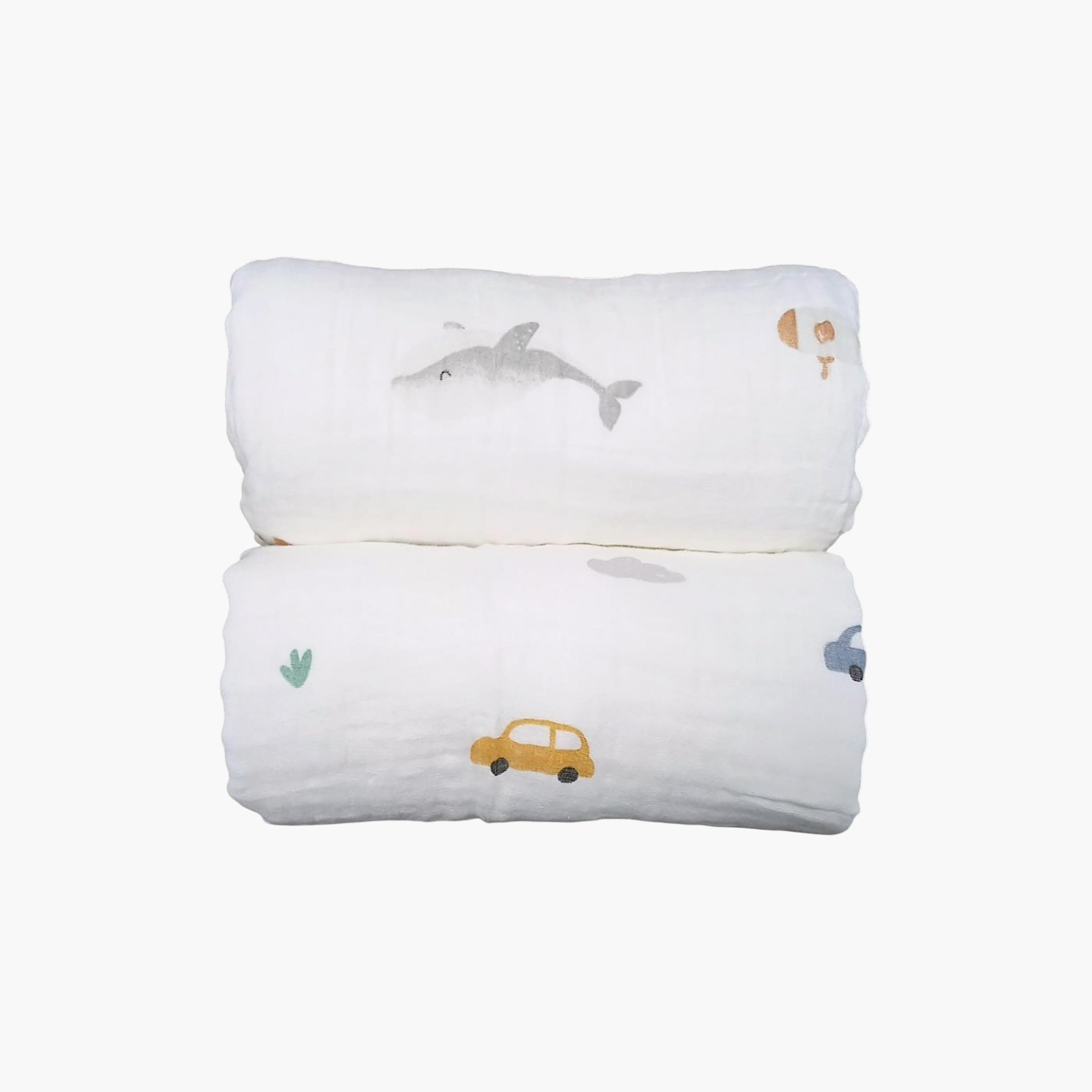 طقم أقمشة قماط فائقة النعومة موديل ليتل ترافيلر قطعتين من كيندر فالي-baby-nursery-blanketsandswaddles-receivingblankets-image-5