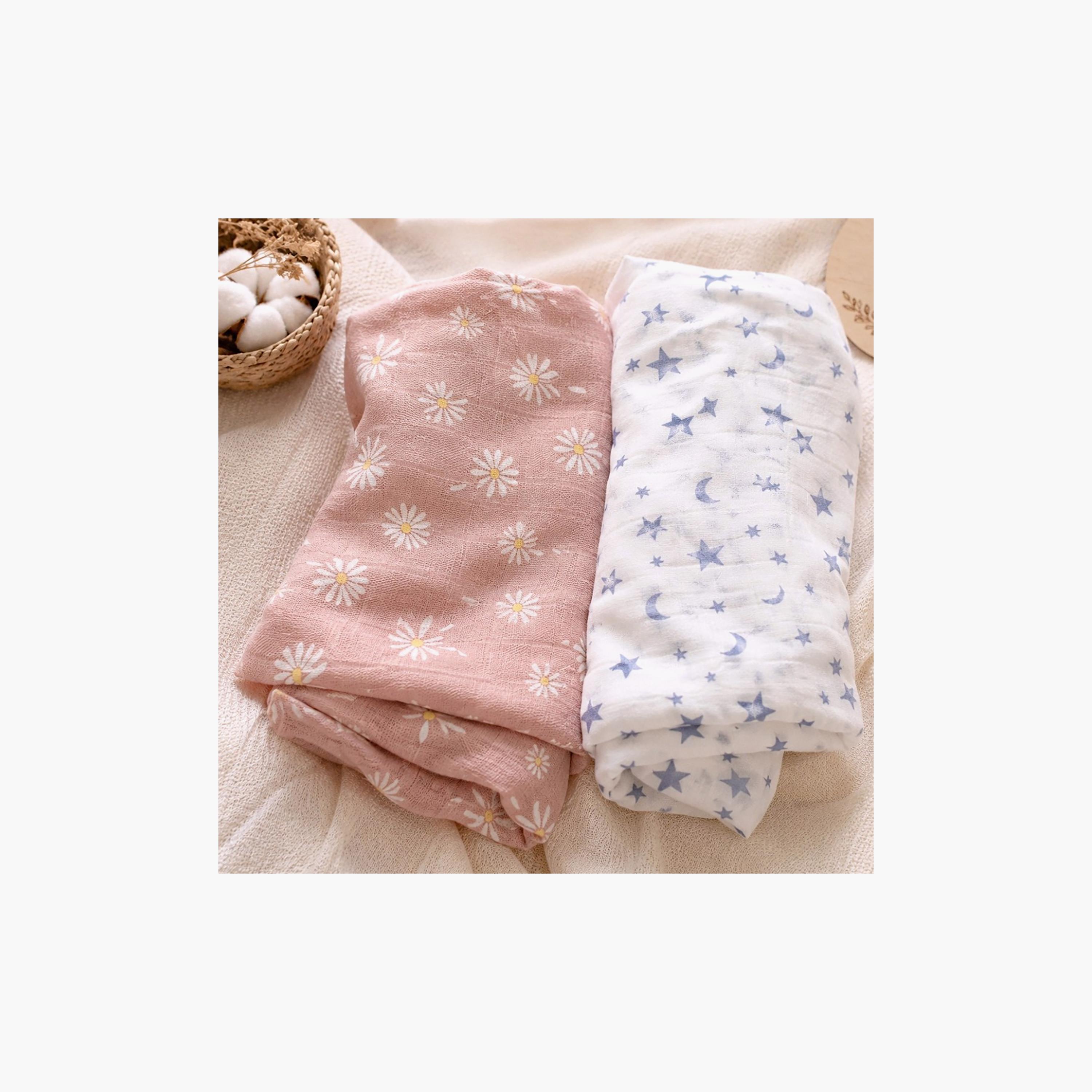 طقم أقمشة قماط فائقة النعومة موديل بلاك ديزي قطعتين من كيندر فالي-baby-nursery-blanketsandswaddles-receivingblankets-image-11