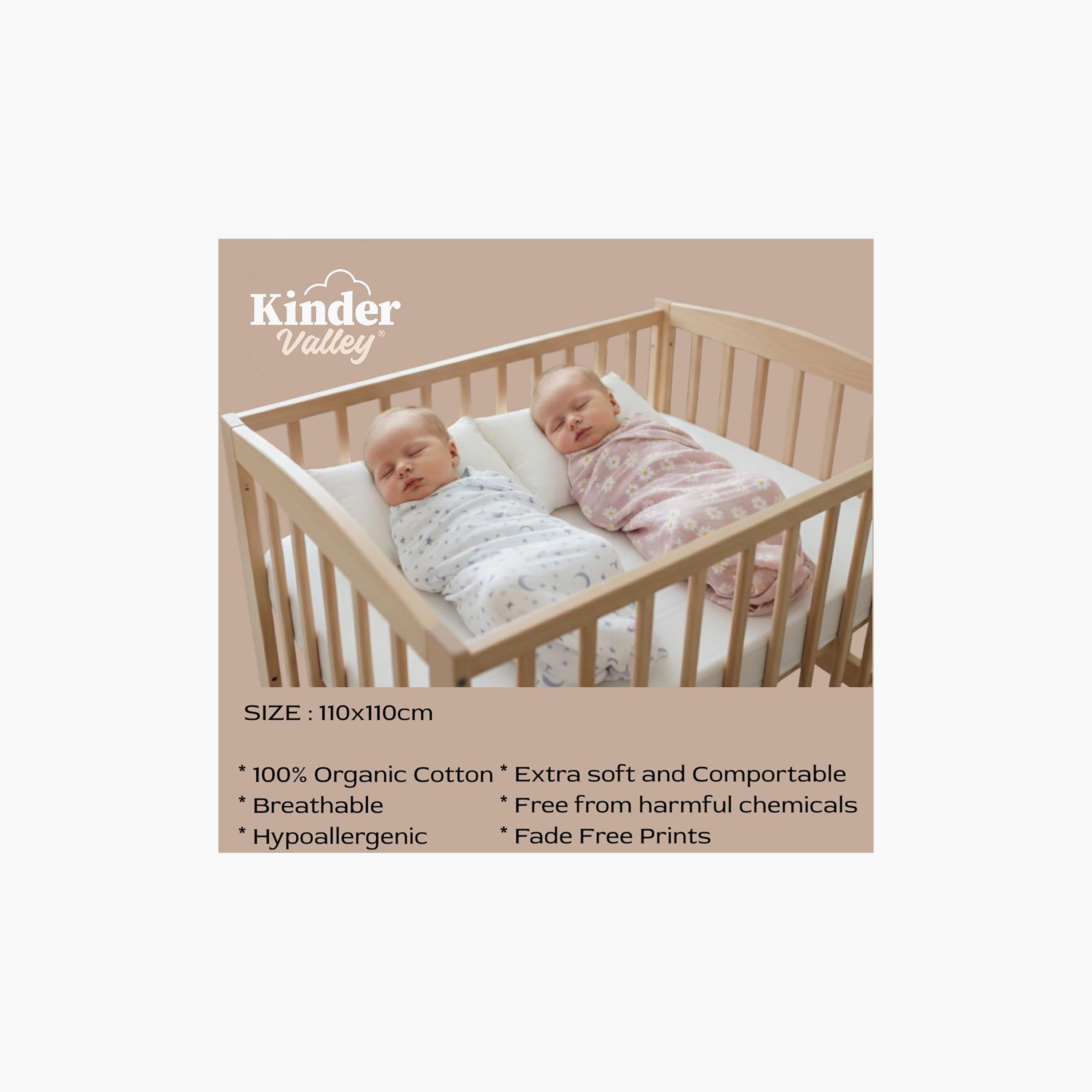 طقم أقمشة قماط فائقة النعومة موديل بلاك ديزي قطعتين من كيندر فالي-baby-nursery-blanketsandswaddles-receivingblankets-image-3