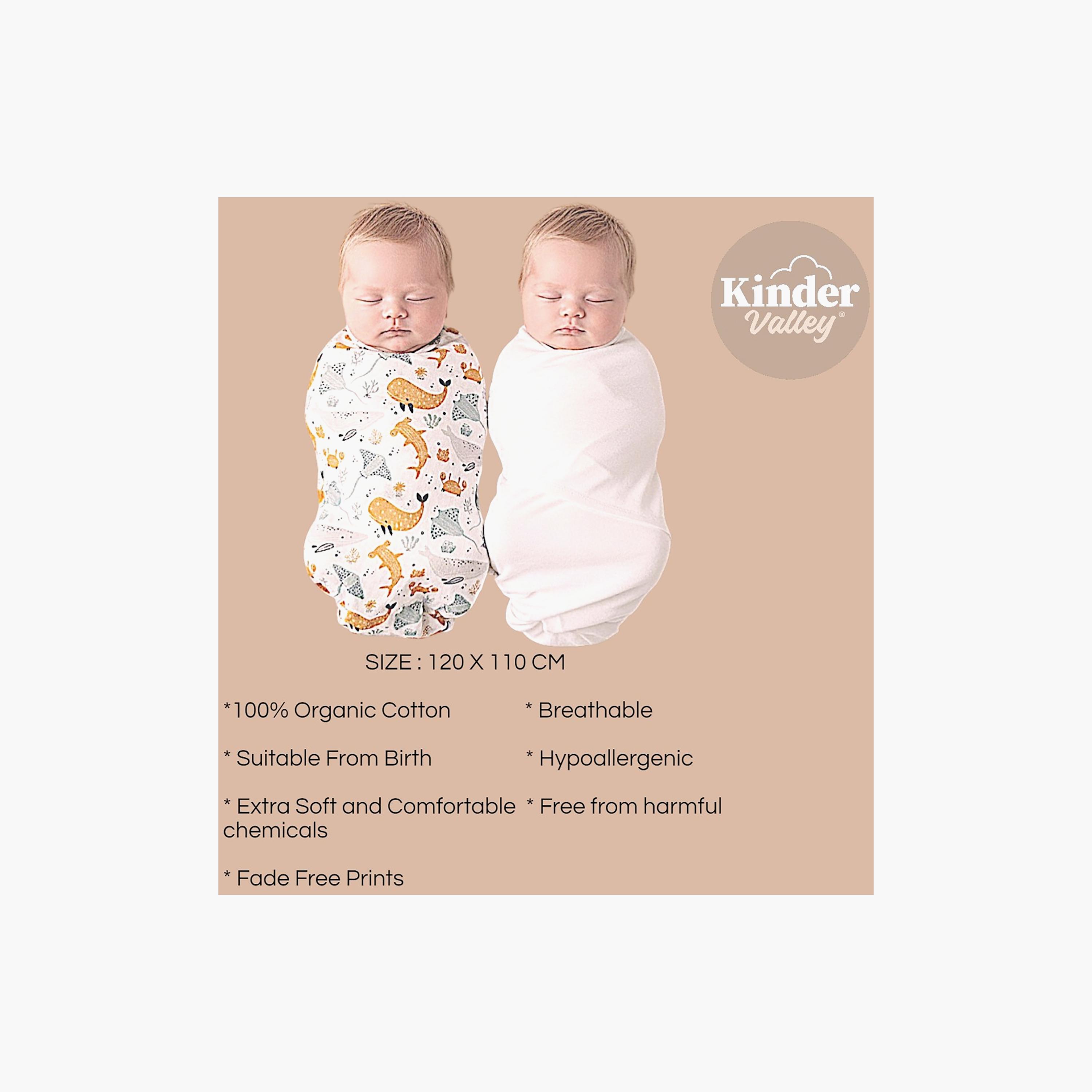 طقم أقمشة قماط فائقة النعومة موديل أندر ذا سي قطعتين من كيندر فالي-baby-nursery-blanketsandswaddles-receivingblankets-image-11