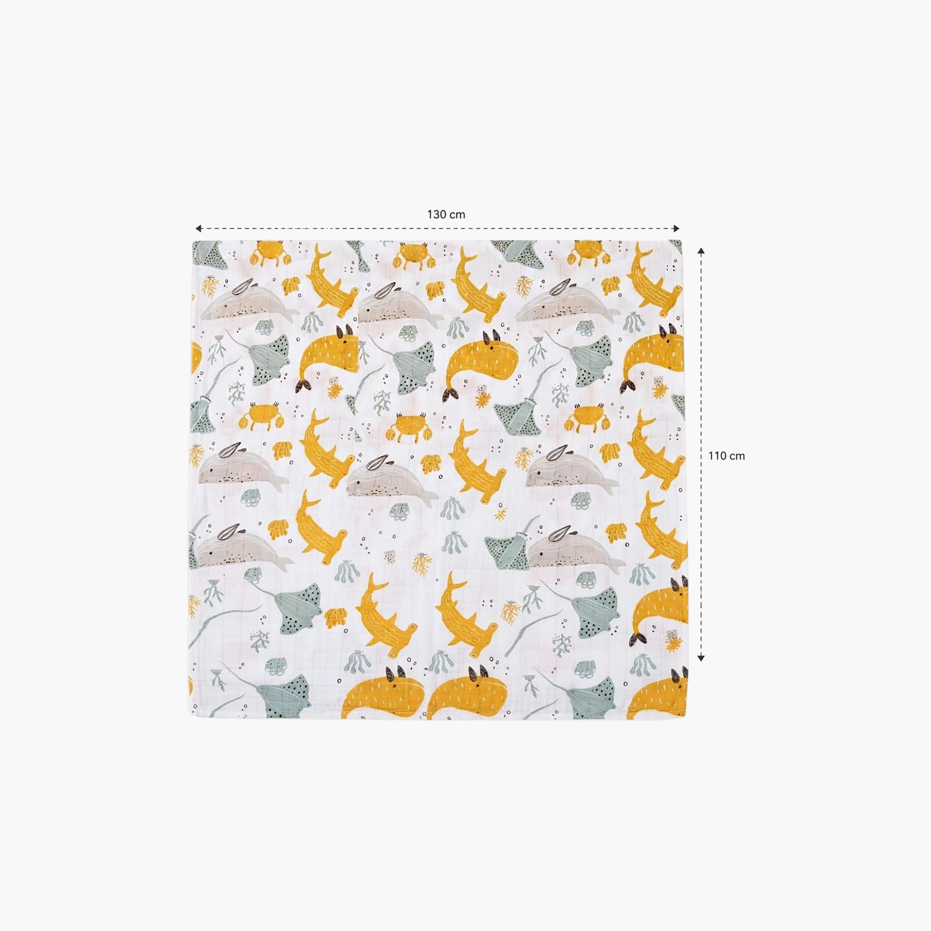 طقم أقمشة قماط فائقة النعومة موديل أندر ذا سي قطعتين من كيندر فالي-baby-nursery-blanketsandswaddles-receivingblankets-image-2